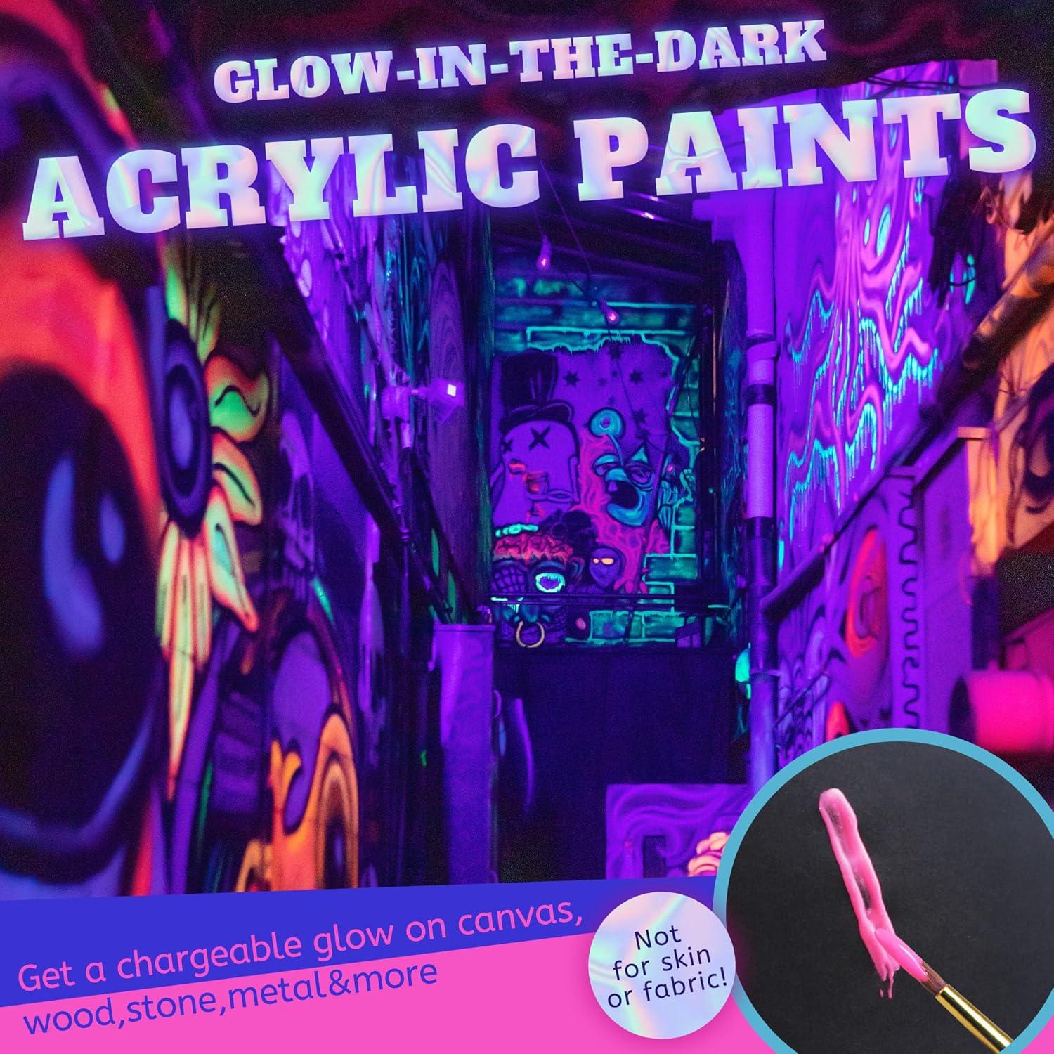 Set de 10 Pinturas Acrílicas que Brillan en la Oscuridad TBC