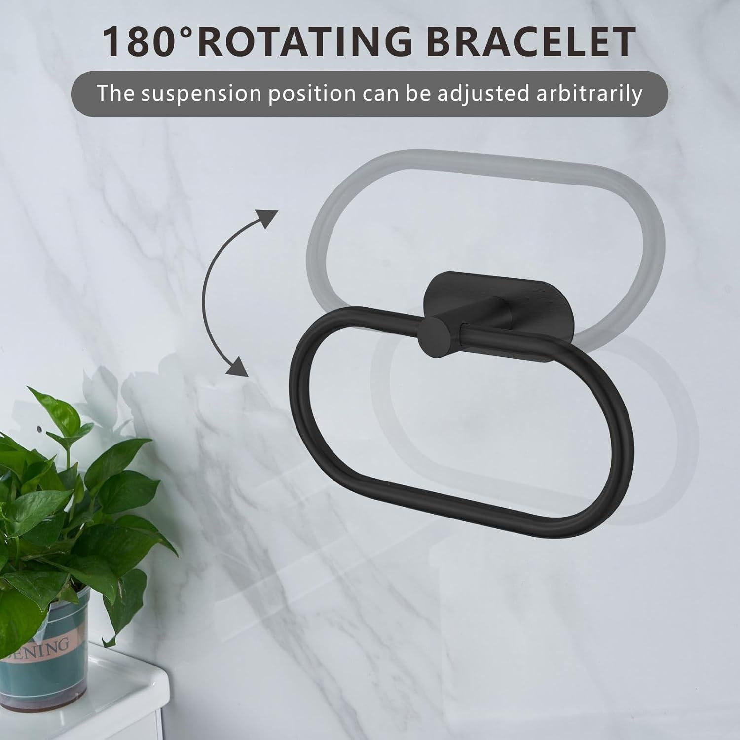 Anillo de Toalla de Baño Eolax Autoadhesivo Acero Inoxidable Negro