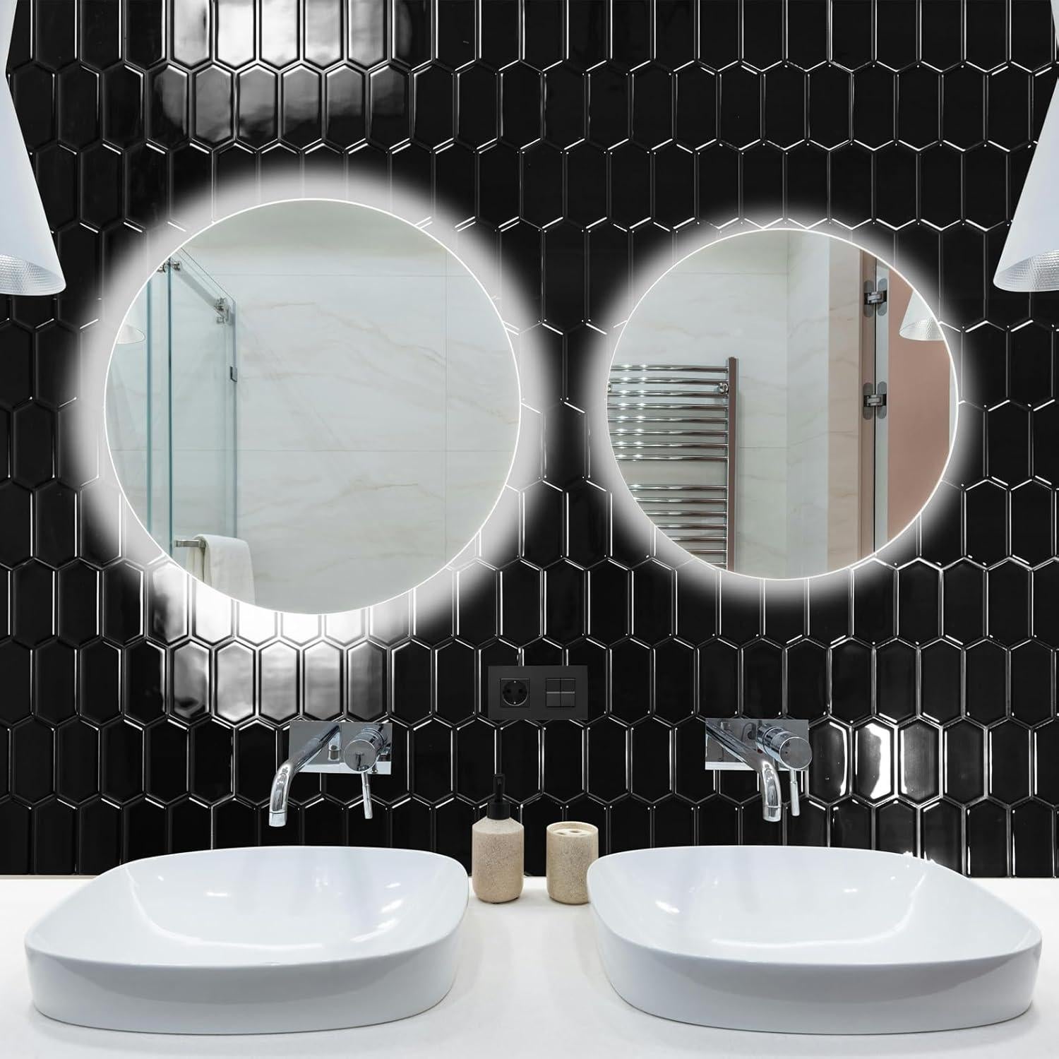 Azulejos de Vinilo Autoadhesivos Art3d 10 Piezas 30.48x30.48cm Negro