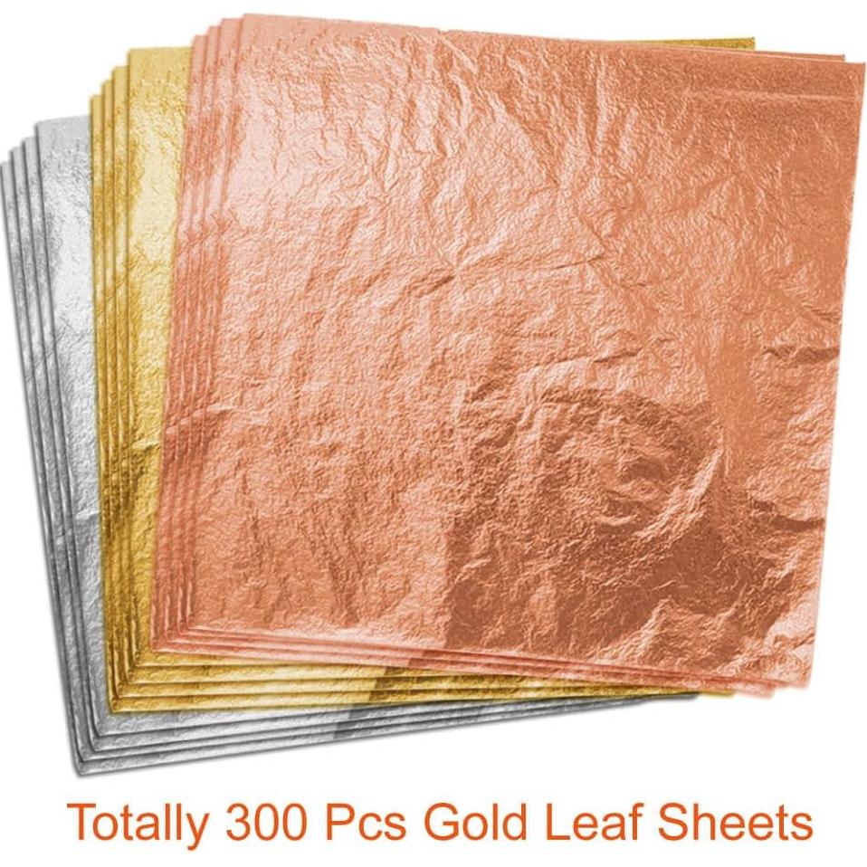 Hojas de Oro Paxcoo 300 Pcs para Manualidades y Joyería
