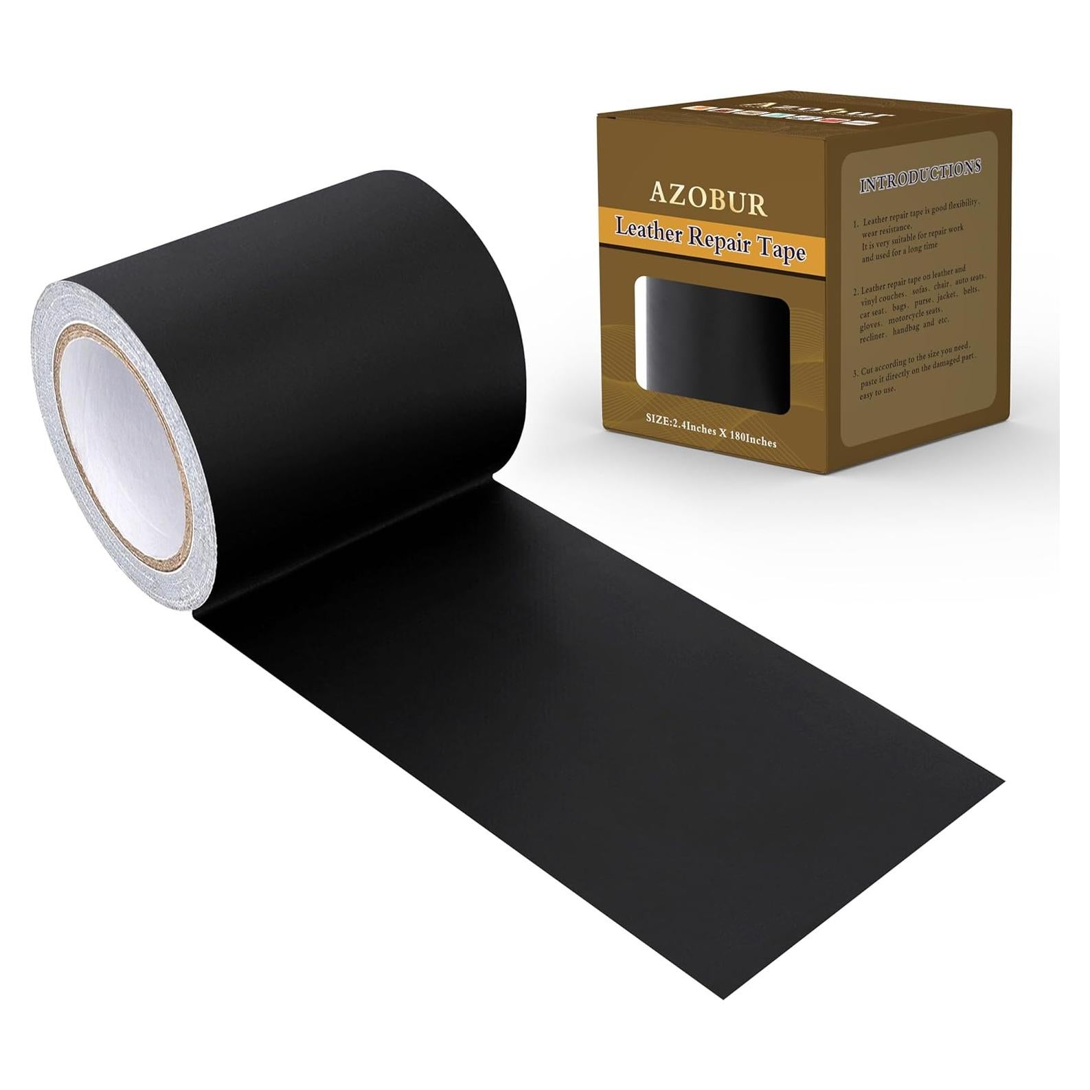 Cinta de Reparación de Cuero Azobur 2.4" x 4.57m Autoadhesiva Negra