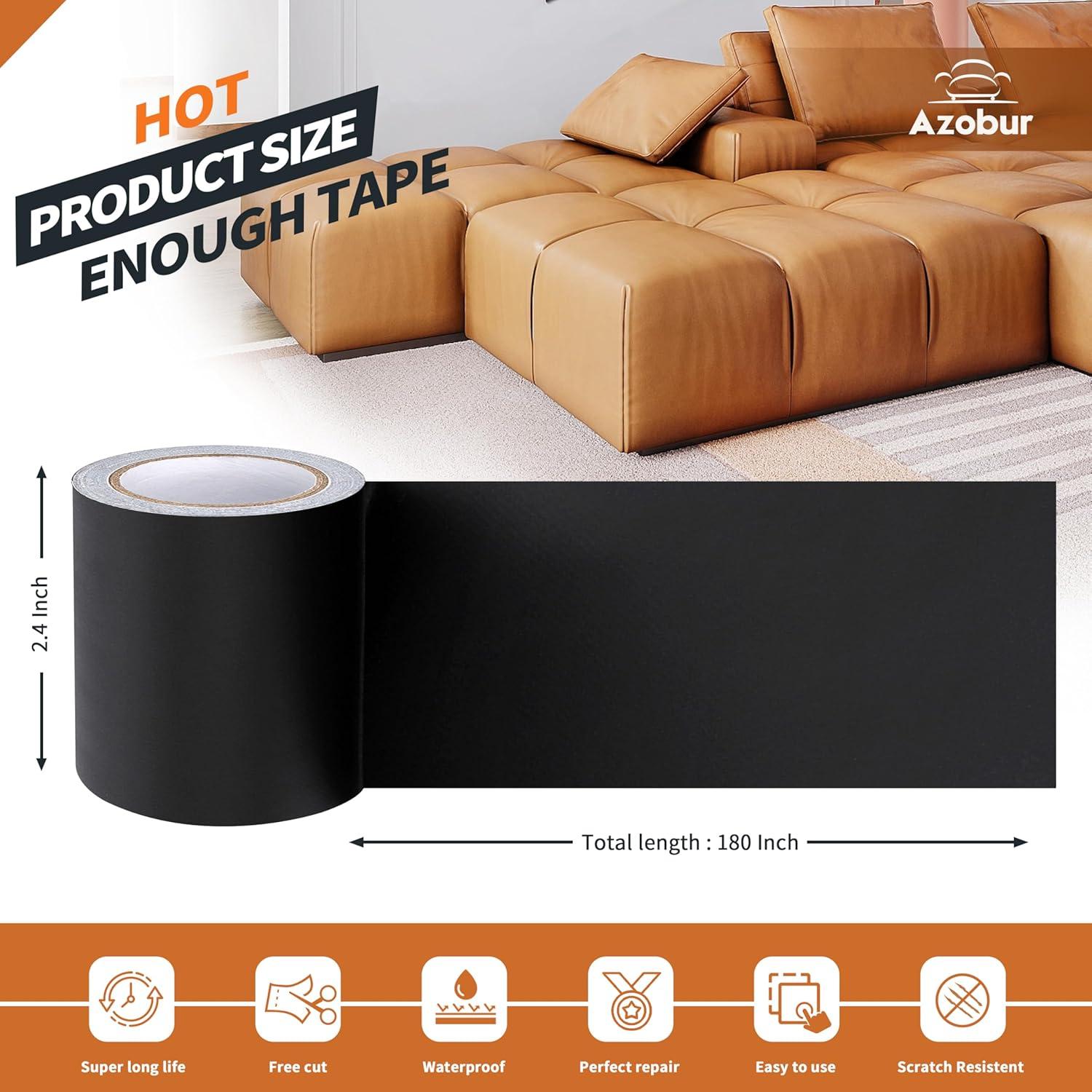 Cinta de Reparación de Cuero Azobur 2.4" x 4.57m Autoadhesiva Negra
