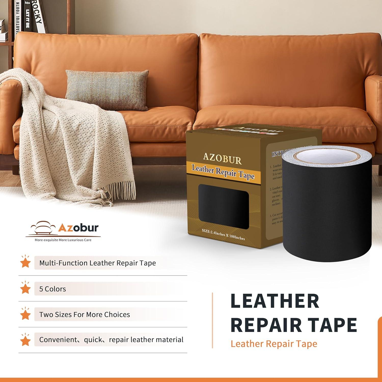 Cinta de Reparación de Cuero Azobur 2.4" x 4.57m Autoadhesiva Negra