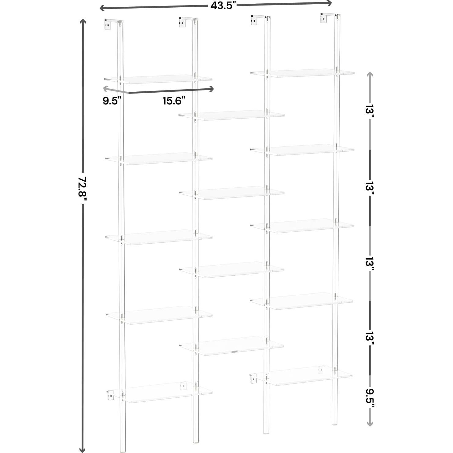 Estantería de Acrílico CRTERICX 5 Niveles 14 Estantes 184.8 cm