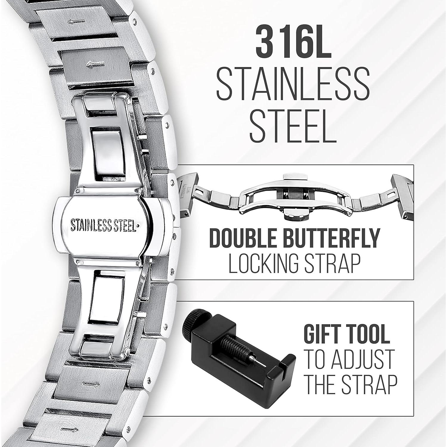 Reloj de pulsera multifuncional Eternity para hombres, acero inoxidable