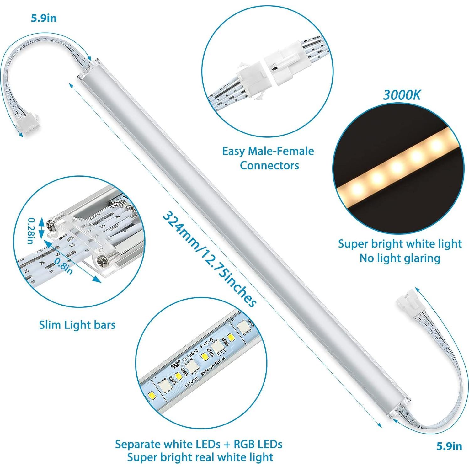 Kit de Iluminación LED Bajo Gabinete Litever RGB + 3000K