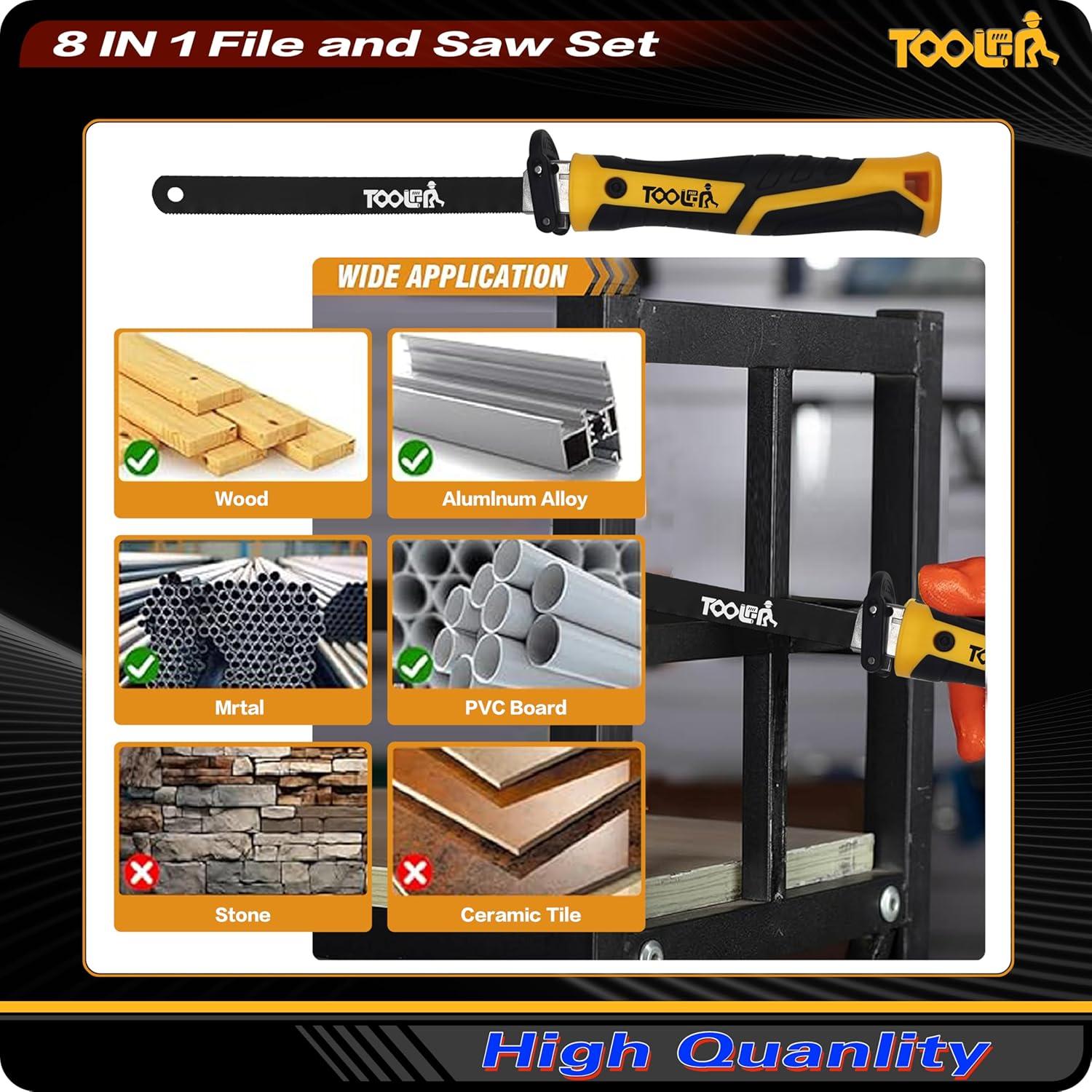 Juego de limas y sierras TOOLAN 8 en 1 con mango ergonómico