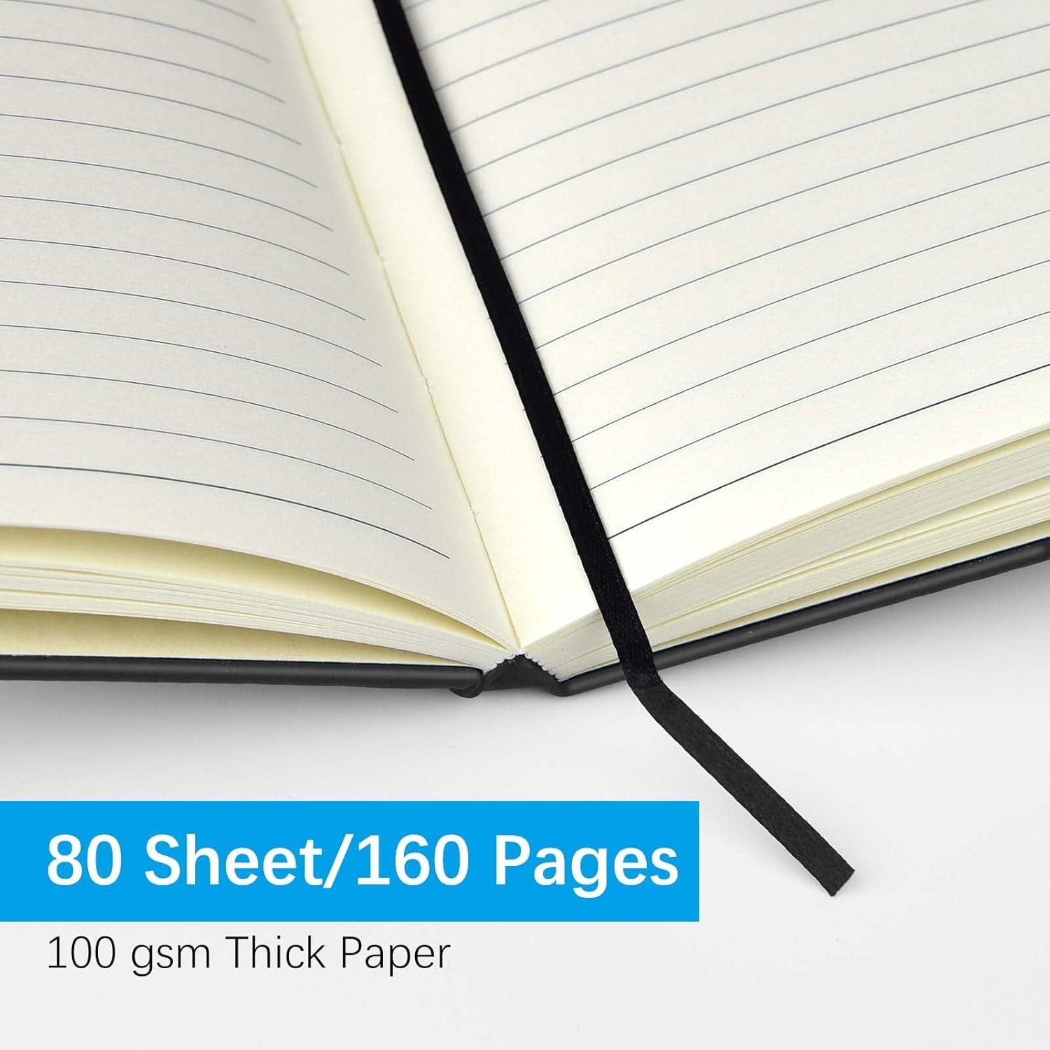 Cuadernos de Bolsillo Coopay A6 Tapa Dura 4 Paquete Negro