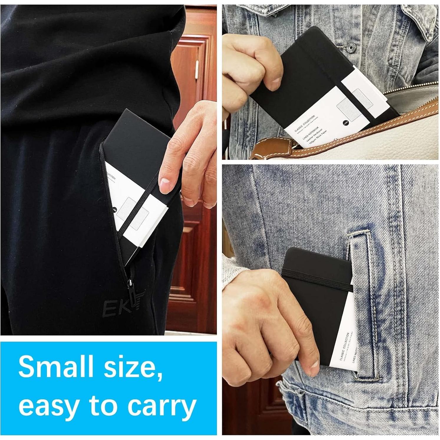 Cuadernos de Bolsillo Coopay A6 Tapa Dura 4 Paquete Negro