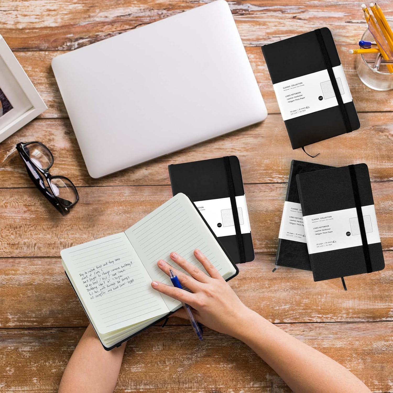 Cuadernos de Bolsillo Coopay A6 Tapa Dura 4 Paquete Negro