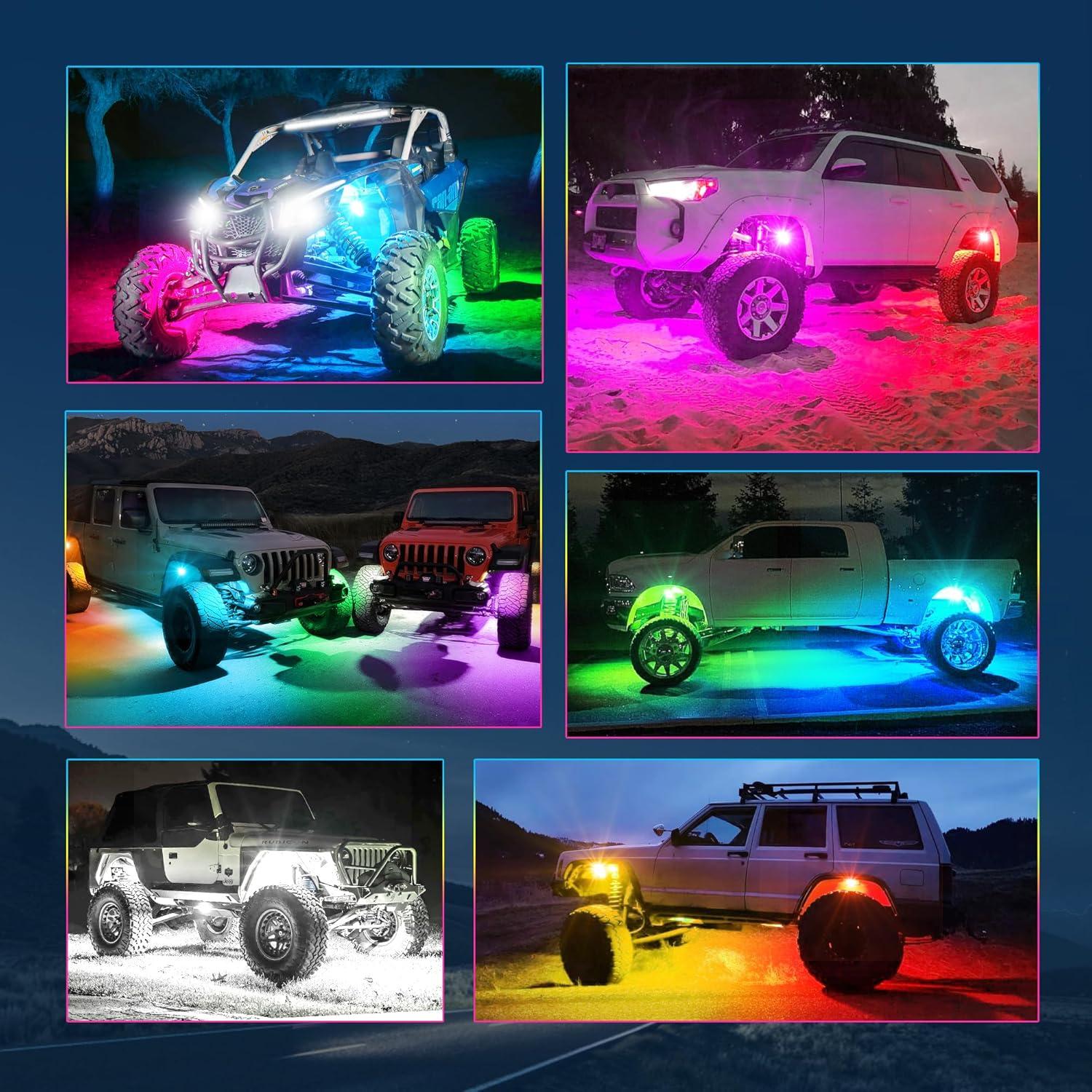 Luces de Roca RGB+IC MICTUNING Q1 - Kit de 2 Pods Multicolor