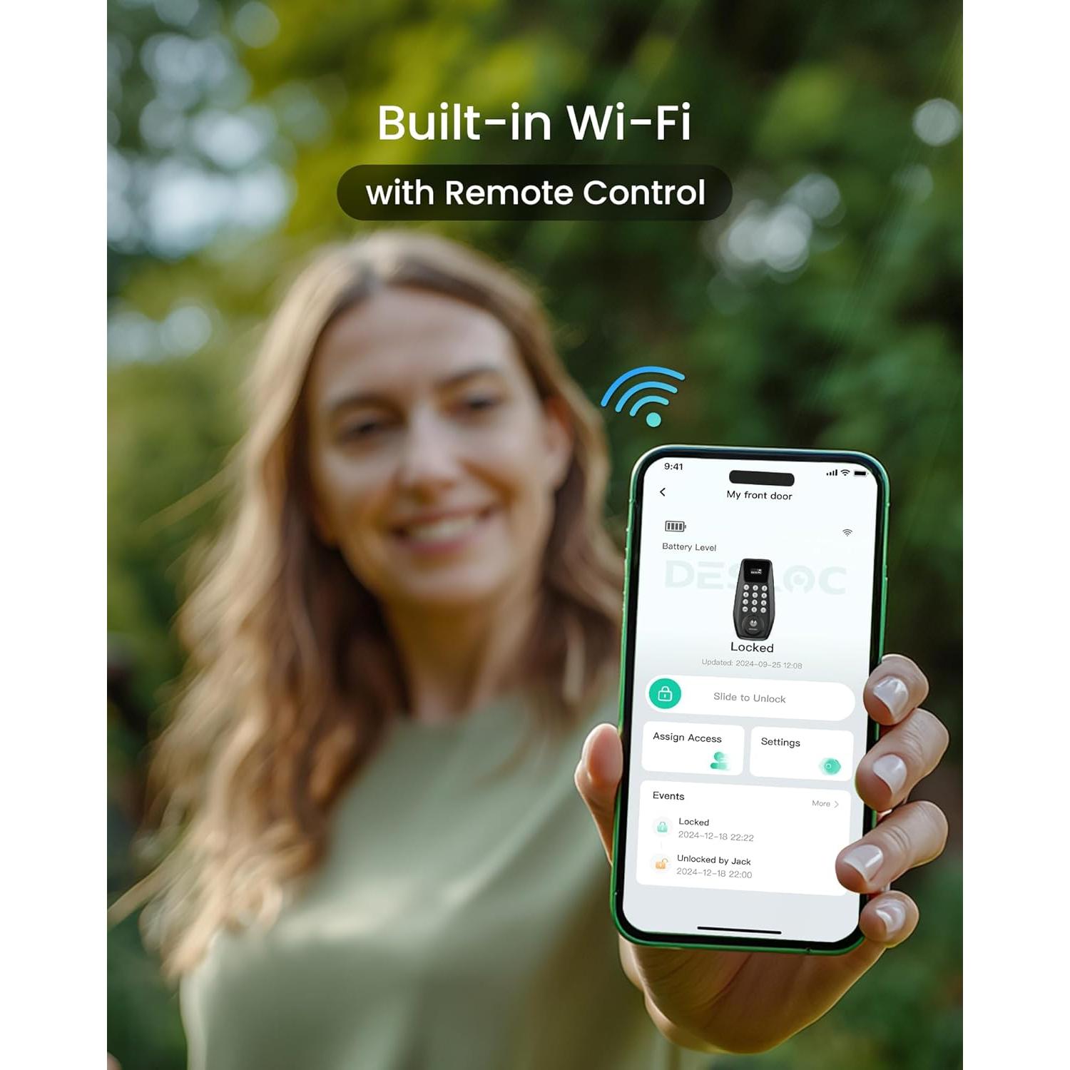 Cerradura Inteligente DESLOC C100 Plus con WiFi y Teclado - Negro