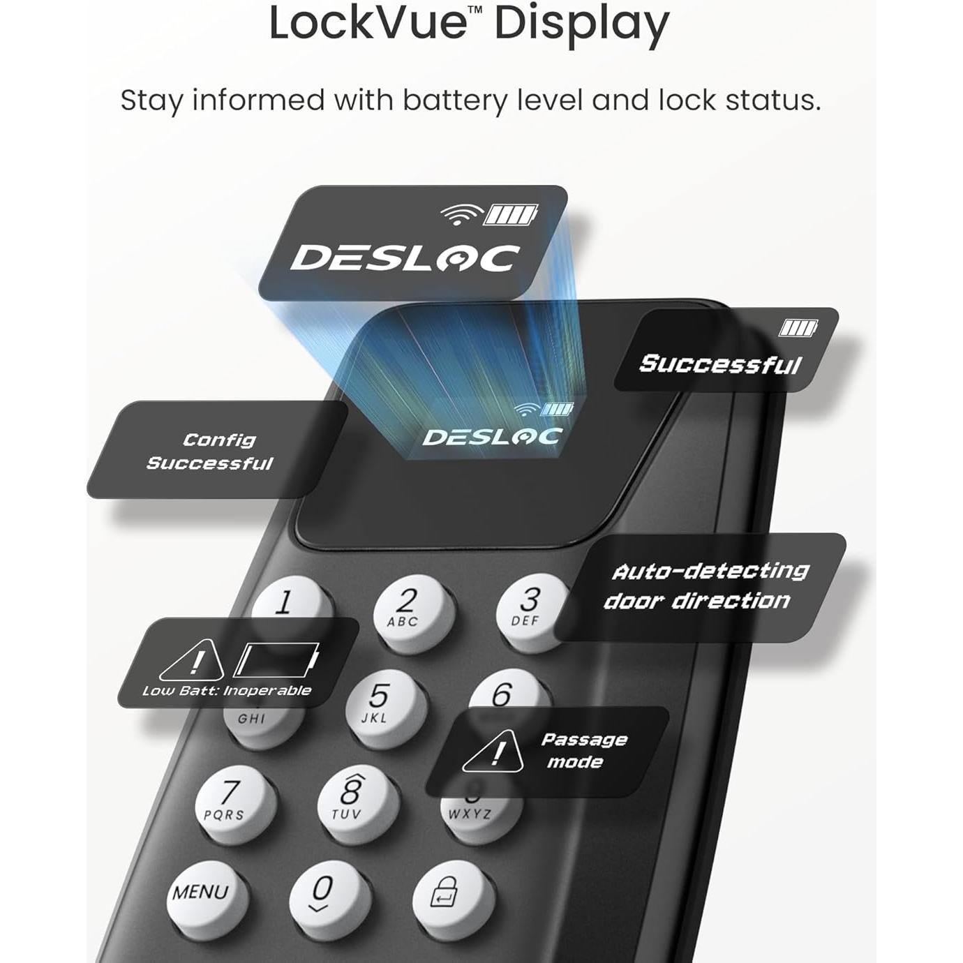 Cerradura Inteligente DESLOC C100 Plus con WiFi y Teclado - Negro