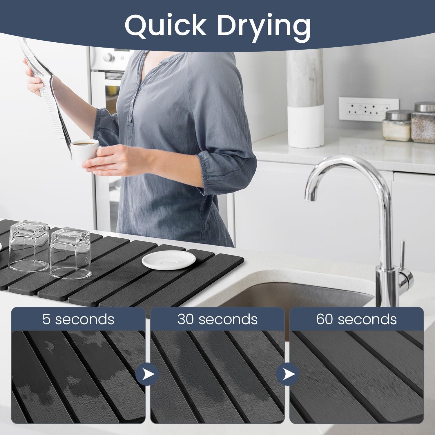 Alfombrilla de Secado Meowoo 40.6x30.5cm Gris Oscuro Antideslizante