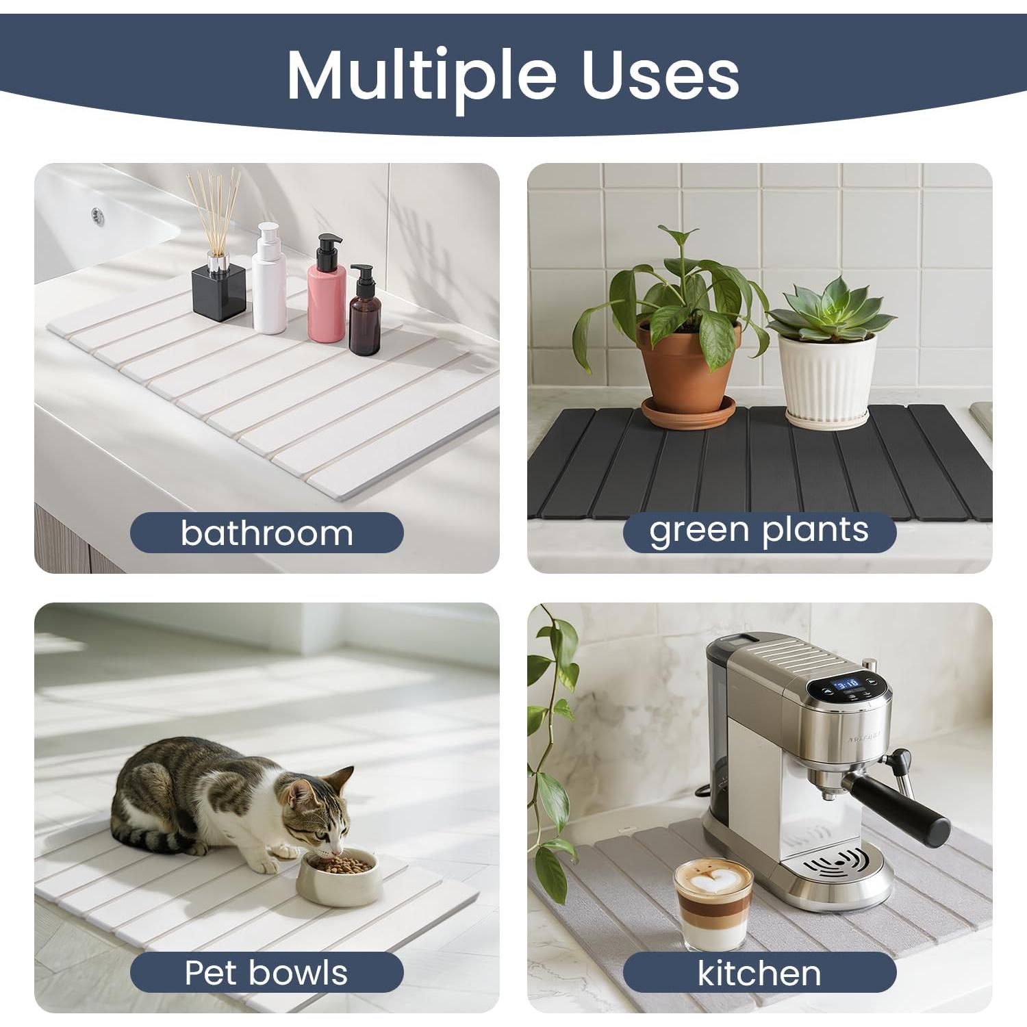 Alfombrilla de Secado Meowoo 40.6x30.5cm Gris Oscuro Antideslizante