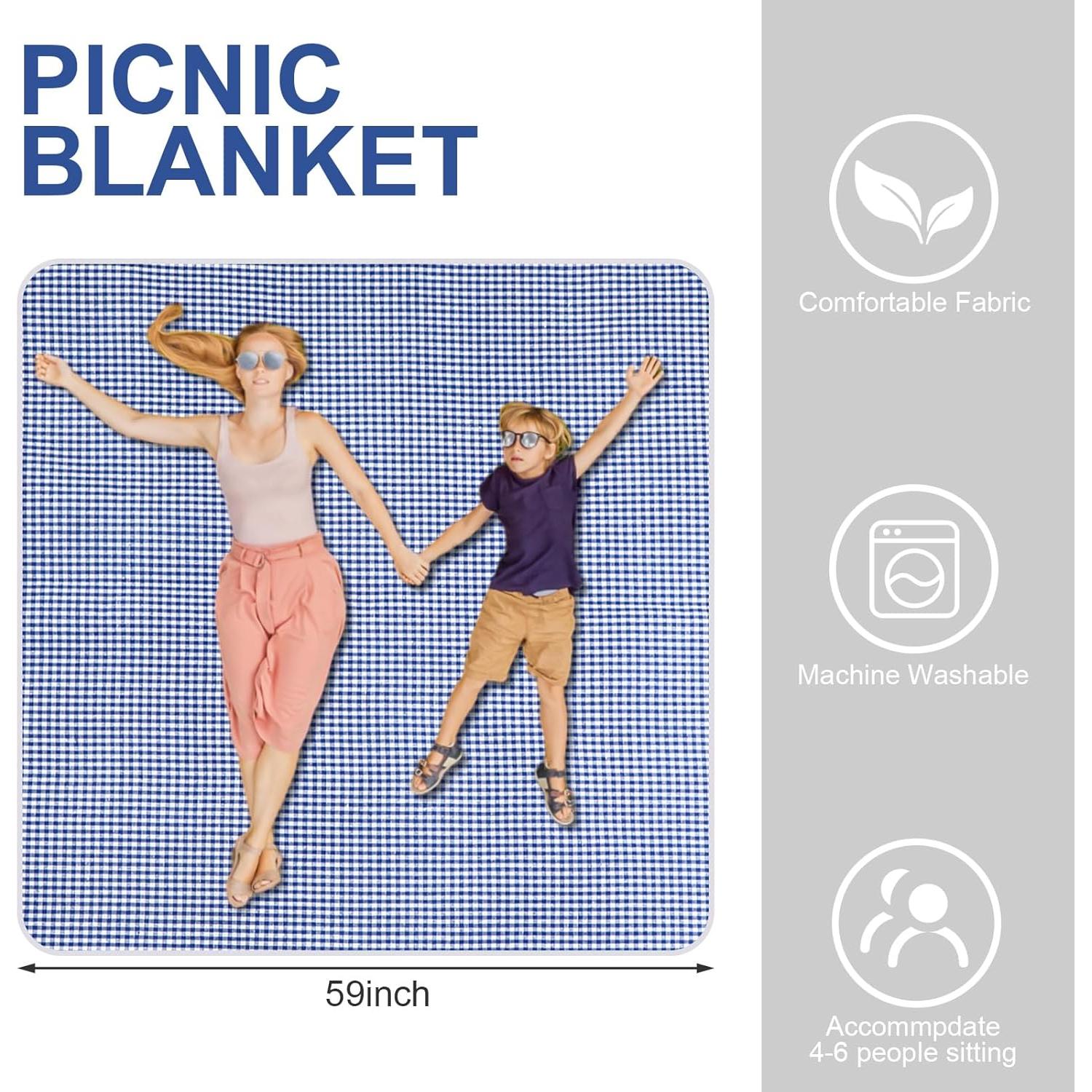 Cesta de Picnic Gandeer con Platos de Bambú y Forro Azul