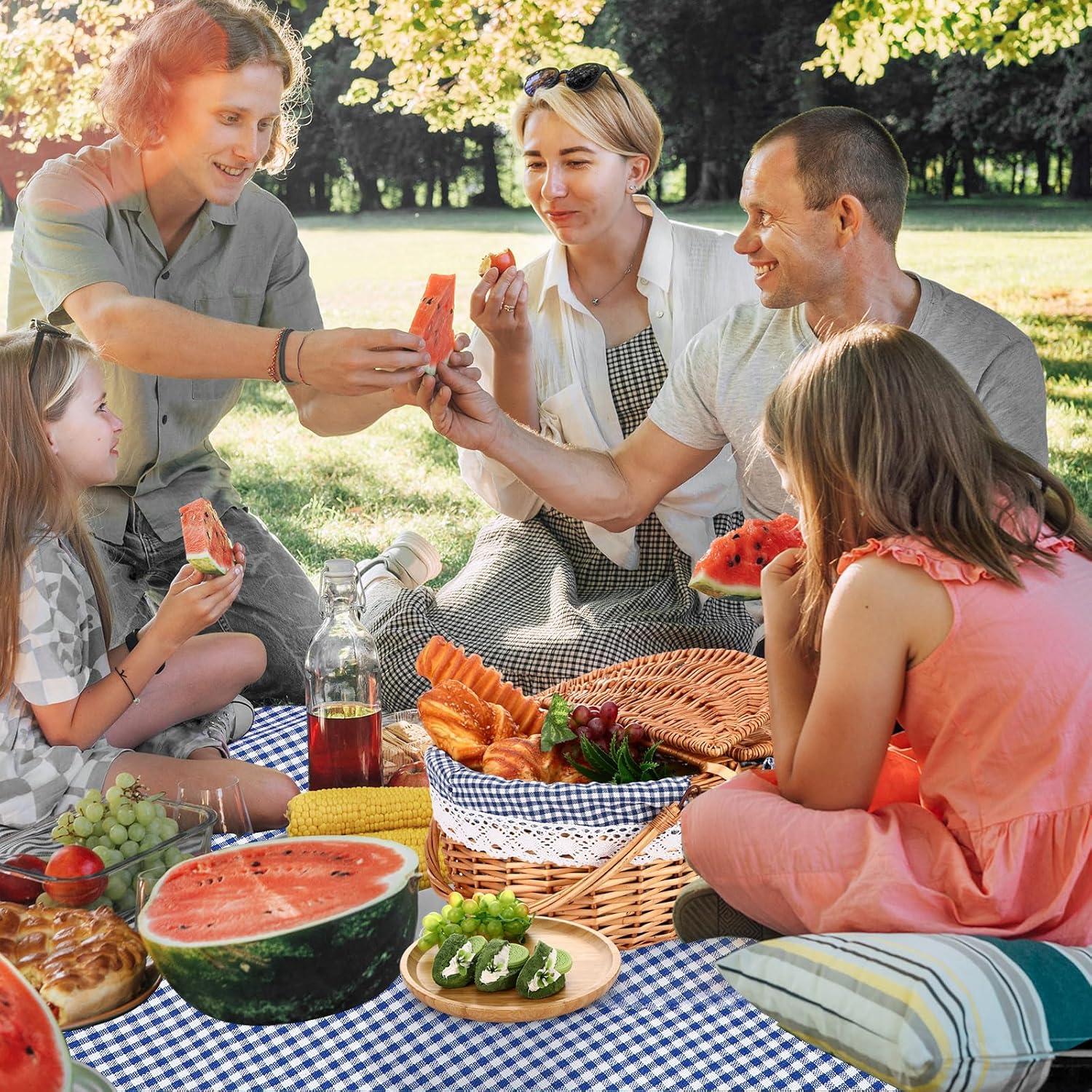 Cesta de Picnic Gandeer con Platos de Bambú y Forro Azul
