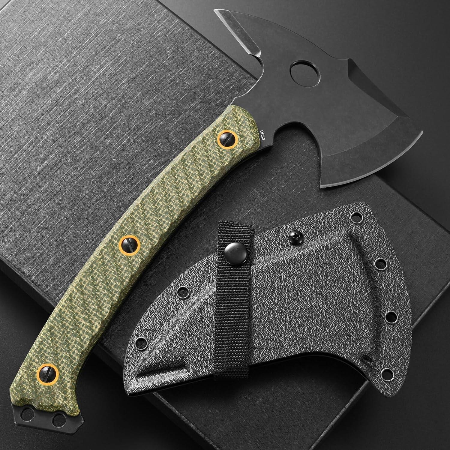 Hacha de Camping Ccanku C1342 Acero DC53 Mango Micarta Verde