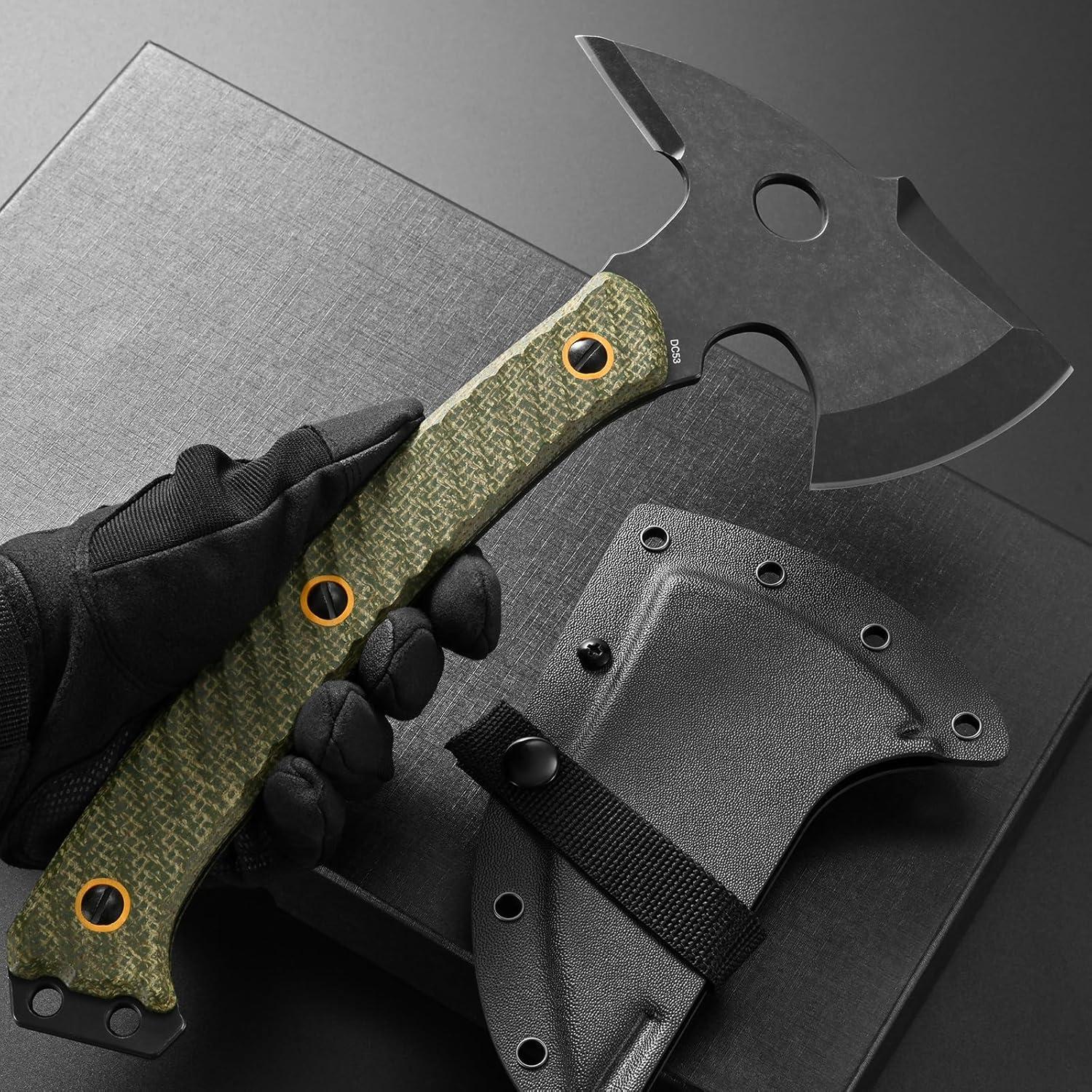 Hacha de Camping Ccanku C1342 Acero DC53 Mango Micarta Verde