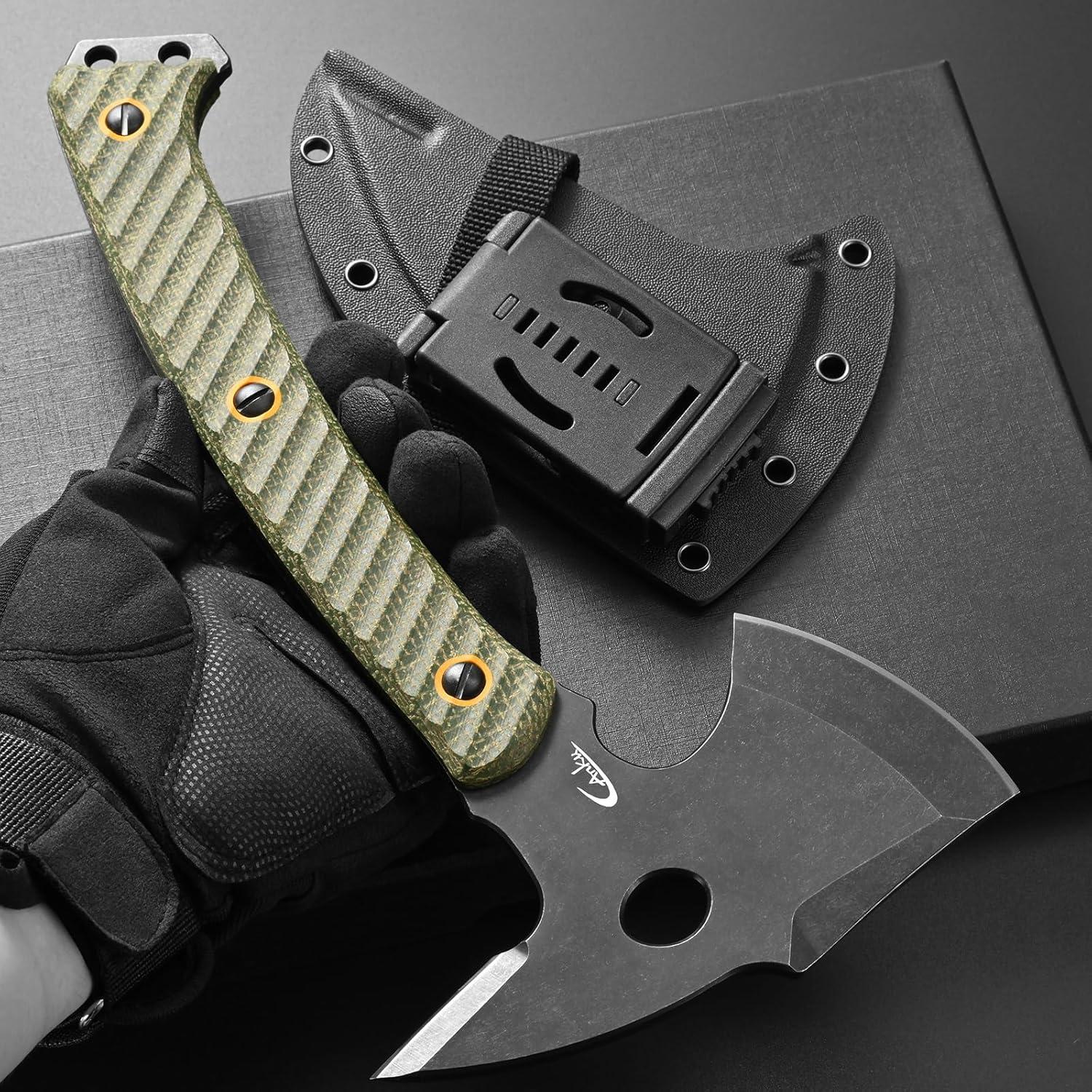 Hacha de Camping Ccanku C1342 Acero DC53 Mango Micarta Verde