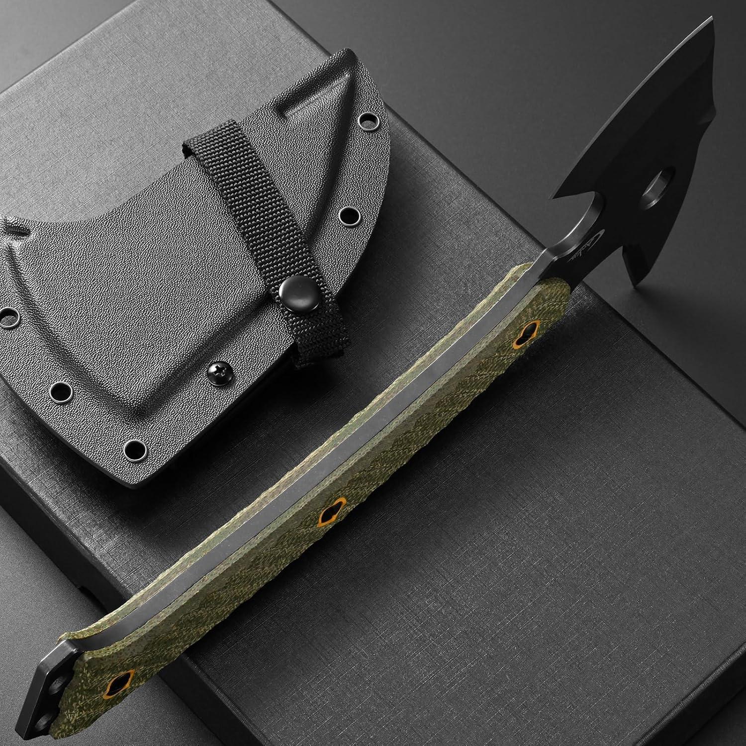 Hacha de Camping Ccanku C1342 Acero DC53 Mango Micarta Verde