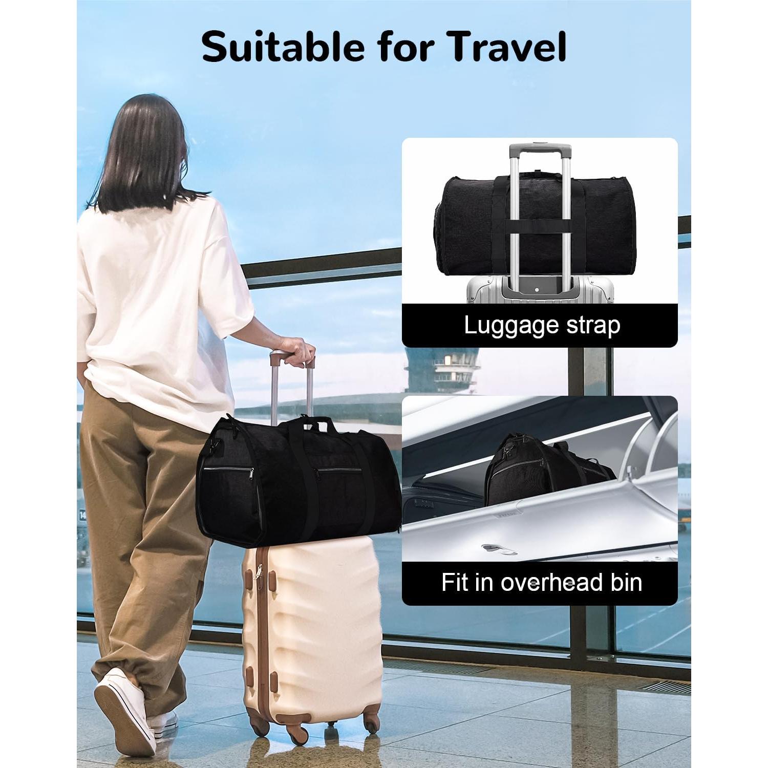 Bolsa Duffle Convertible 34L Outplea Negra con Compartimento Zapatos