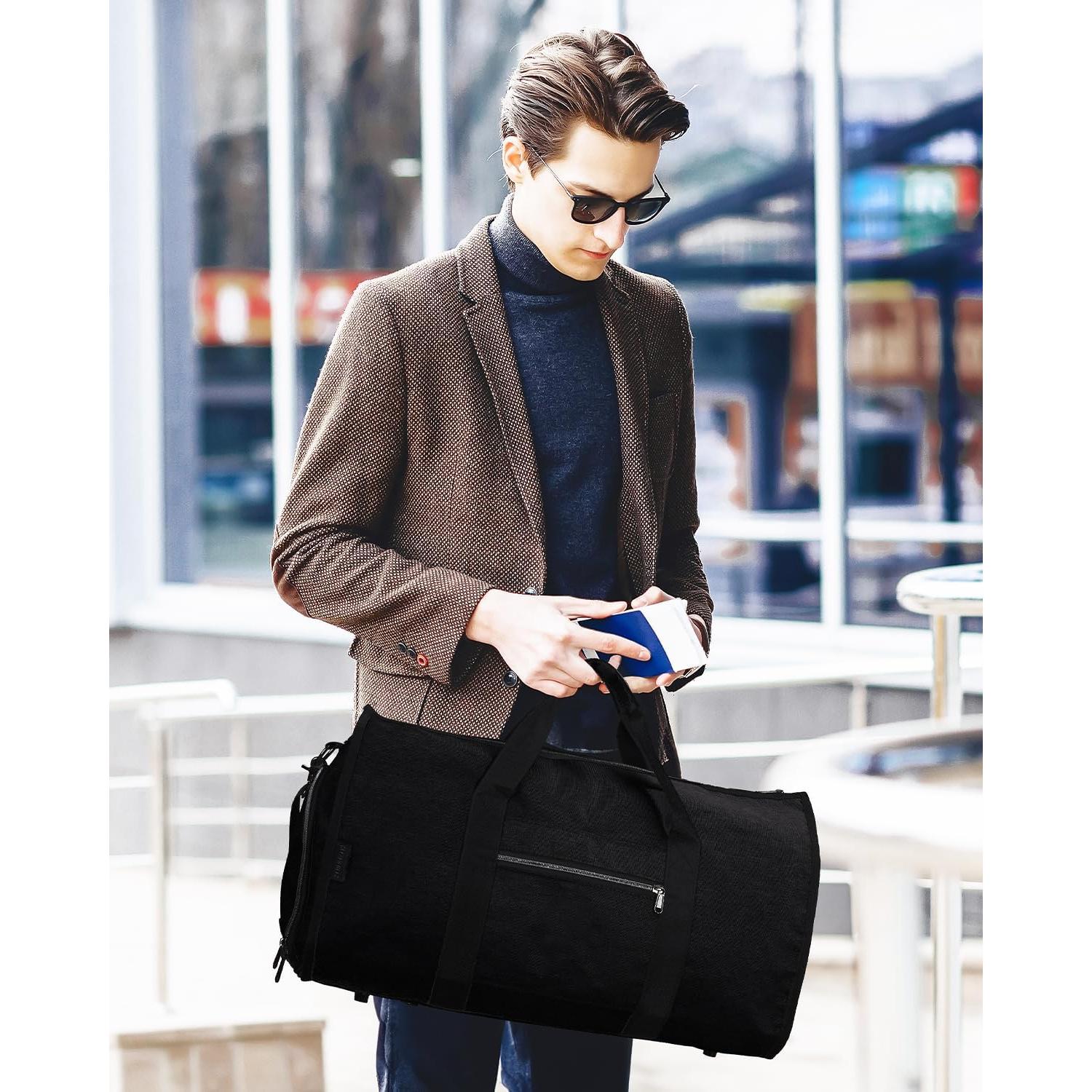 Bolsa Duffle Convertible 34L Outplea Negra con Compartimento Zapatos