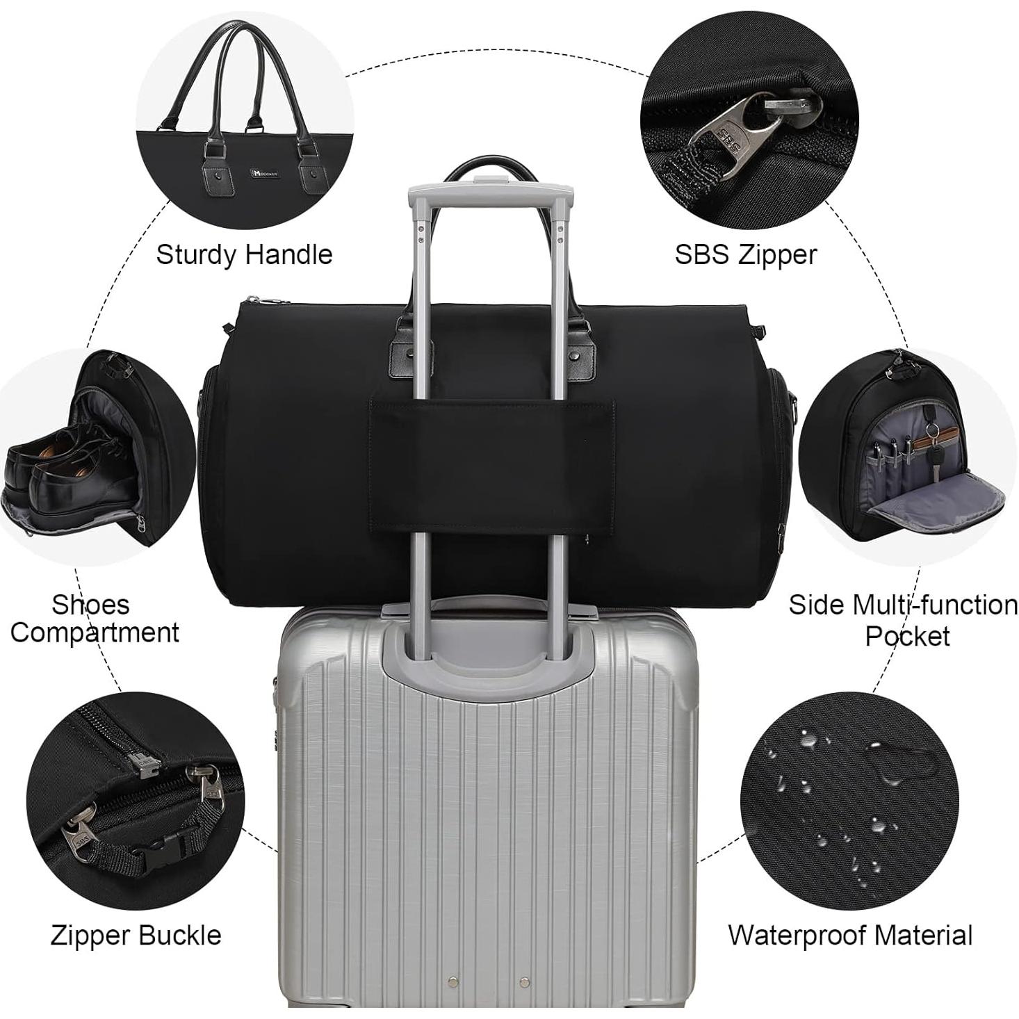 Bolsa de Ropa Duffle Modoker 45L - Aprobada por Aerolíneas, Negro