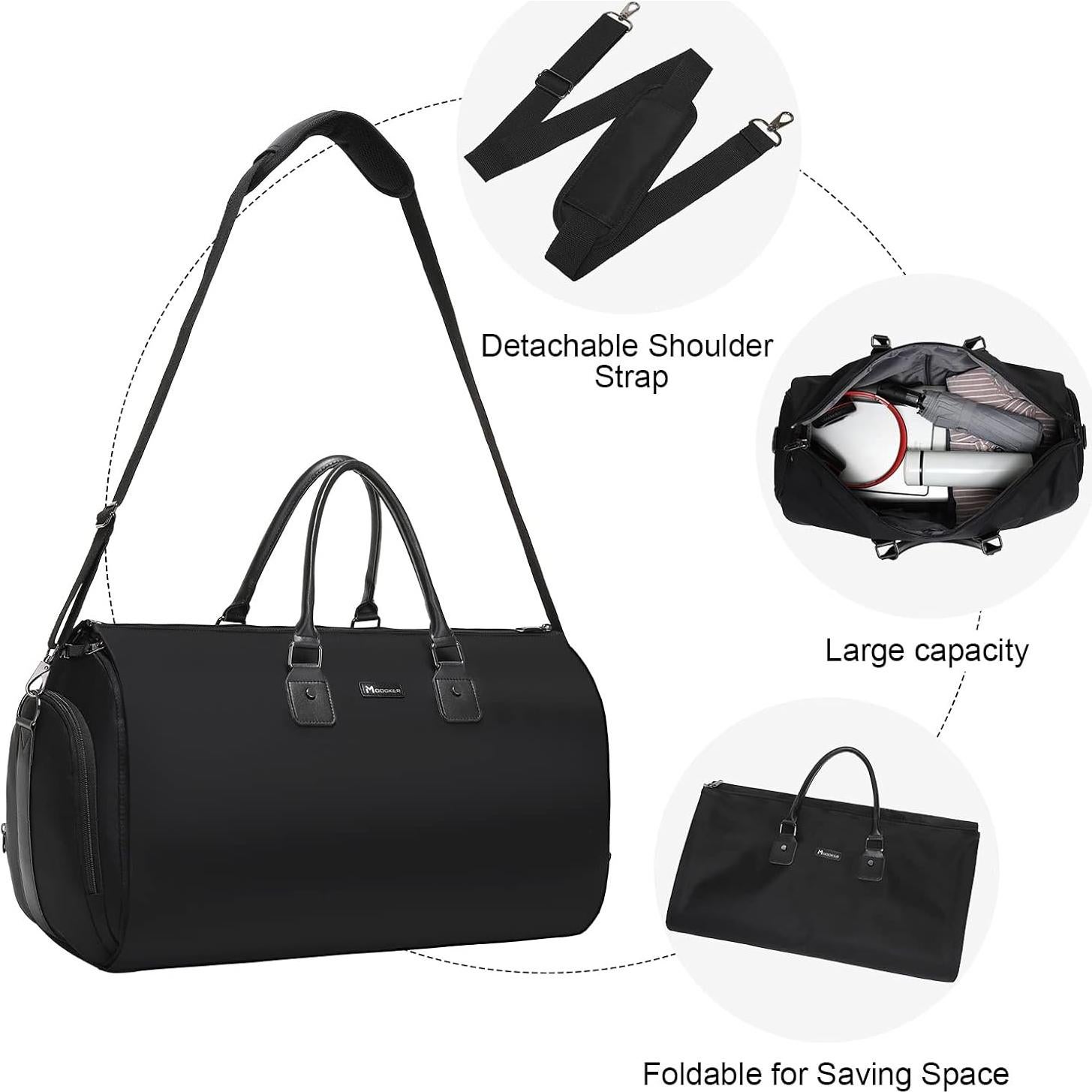 Bolsa de Ropa Duffle Modoker 45L - Aprobada por Aerolíneas, Negro