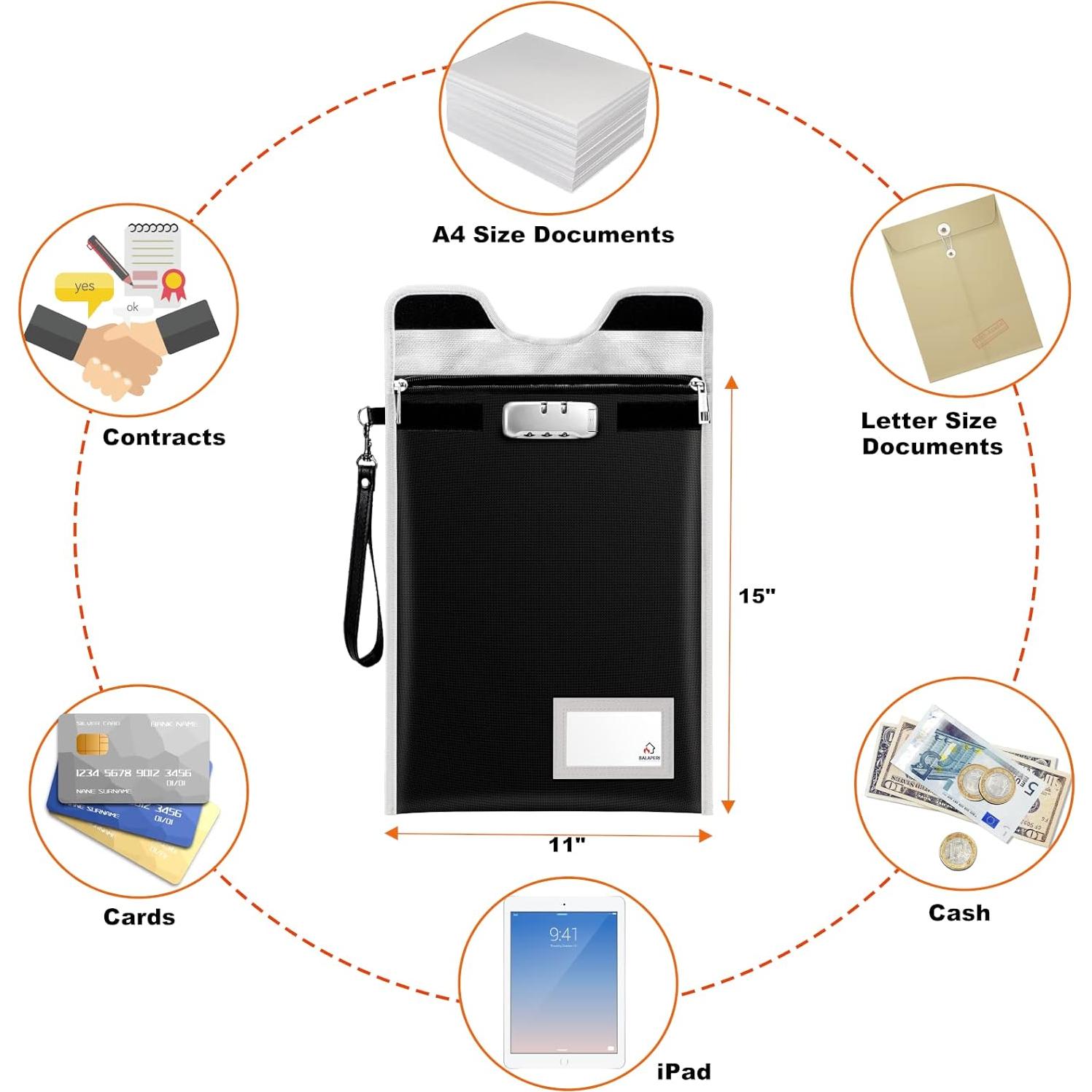 Bolsa a Prueba de Fuego BALAPERI 38x27 cm con Cerradura