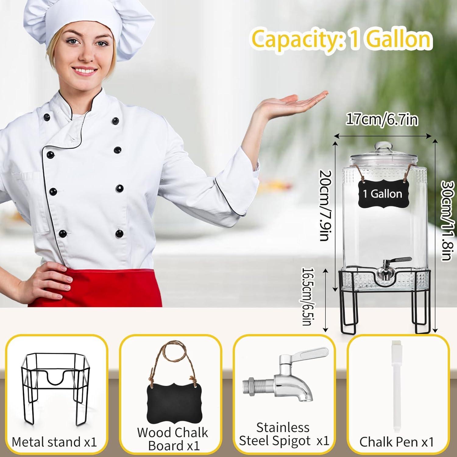 Dispensador de Bebidas de Vidrio Edycur 3.78L con Grifo Antifugas