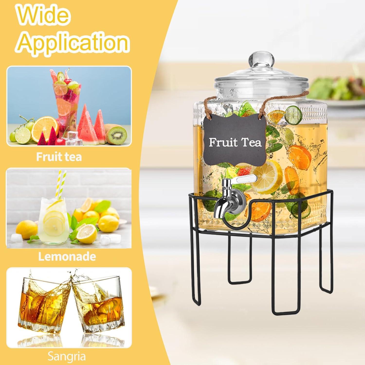 Dispensador de Bebidas de Vidrio Edycur 3.78L con Grifo Antifugas