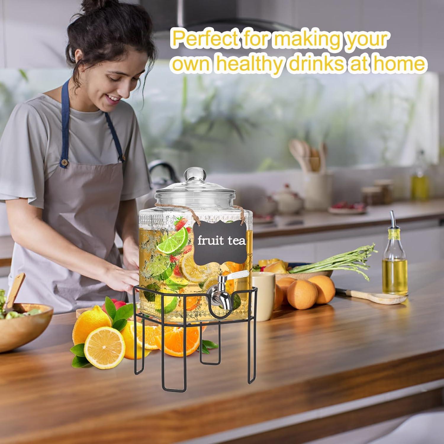 Dispensador de Bebidas de Vidrio Edycur 3.78L con Grifo Antifugas