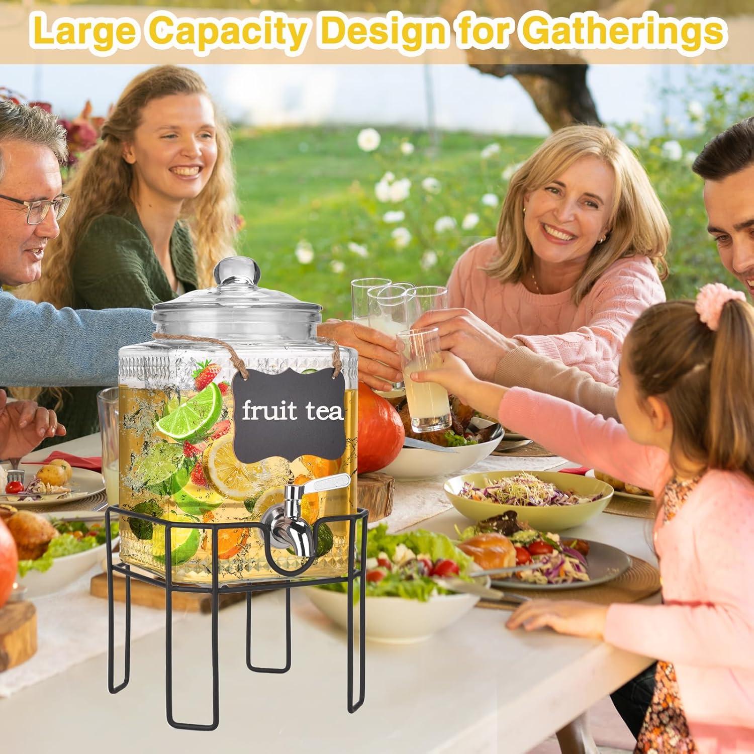 Dispensador de Bebidas de Vidrio Edycur 3.78L con Grifo Antifugas