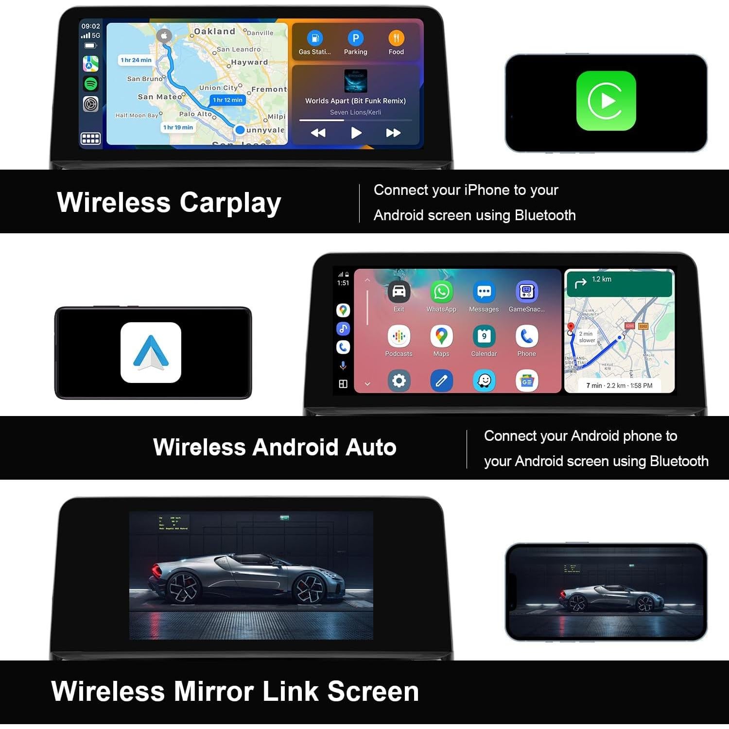 Pantalla Vertical 10.25" ALEX E70 E71 CIC con CarPlay y Android Auto