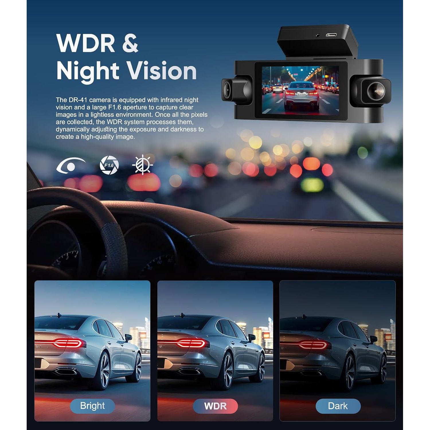 Cámara Dash 4 Canales Seventour DR-41 1080P con Pantalla IPS