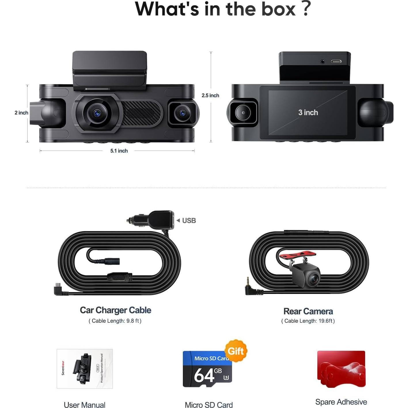 Cámara Dash 4 Canales Seventour DR-41 1080P con Pantalla IPS