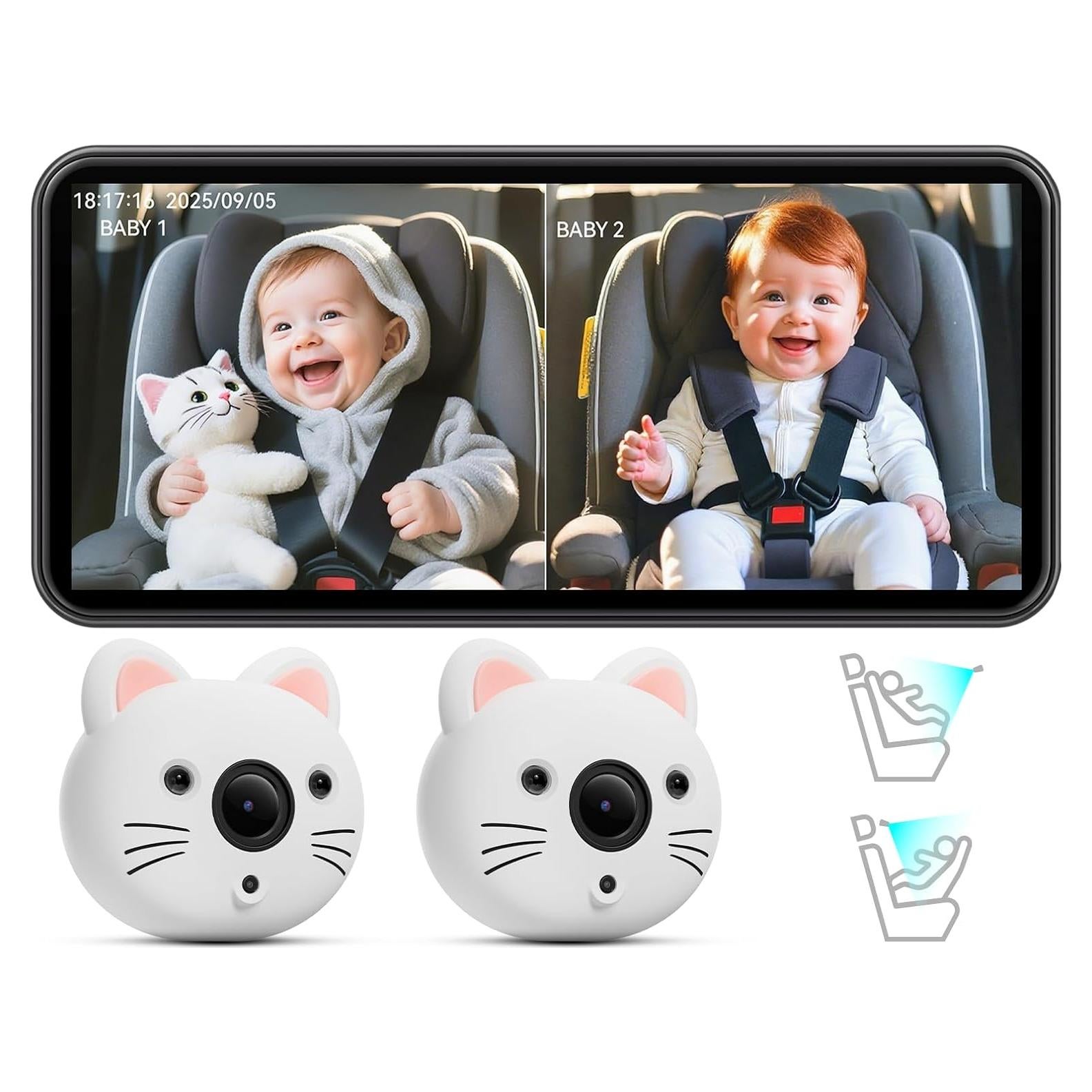 Cámara de Auto para Bebés IIWEY Doble 1080P HD 7.2"