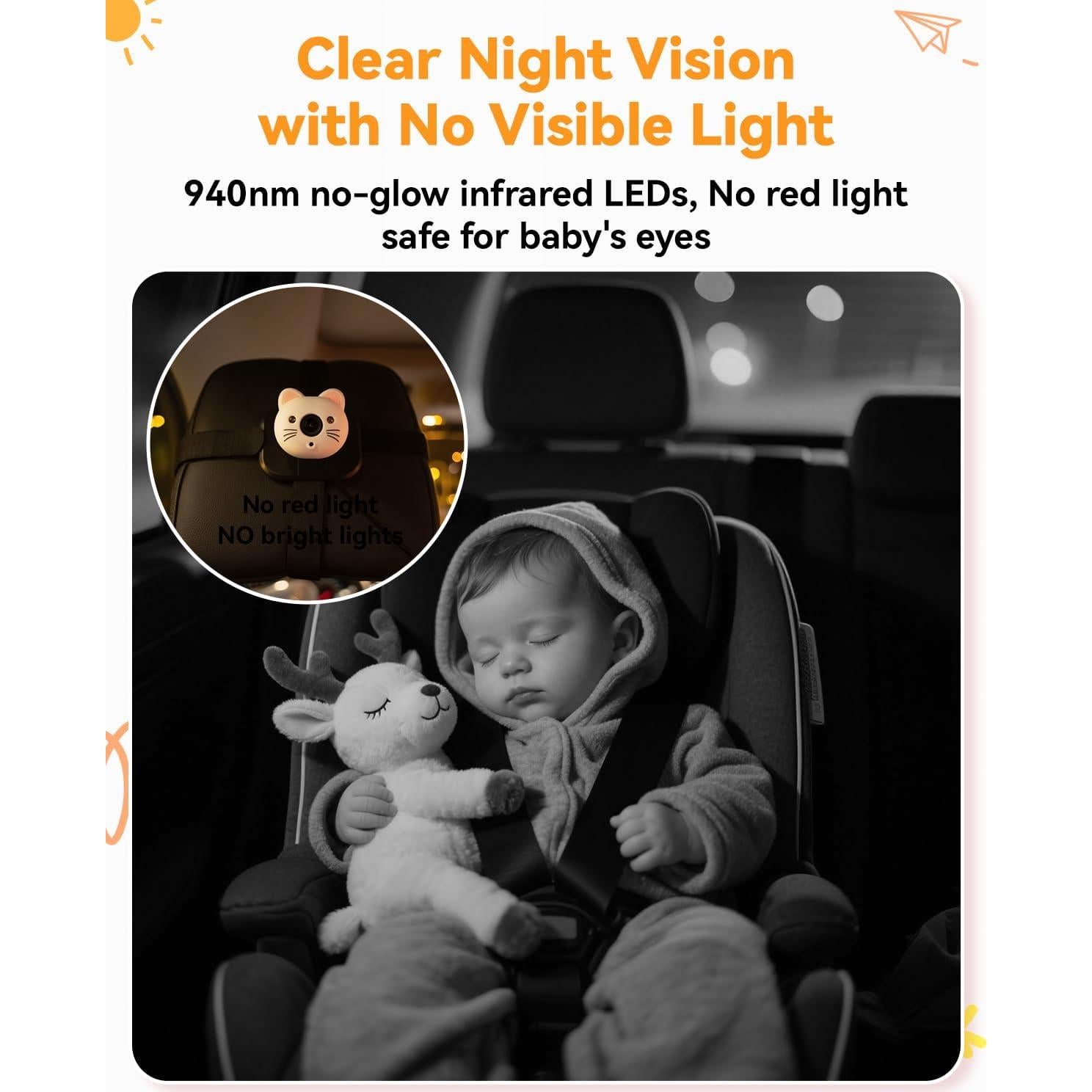 Cámara de Auto para Bebés IIWEY Doble 1080P HD 7.2"