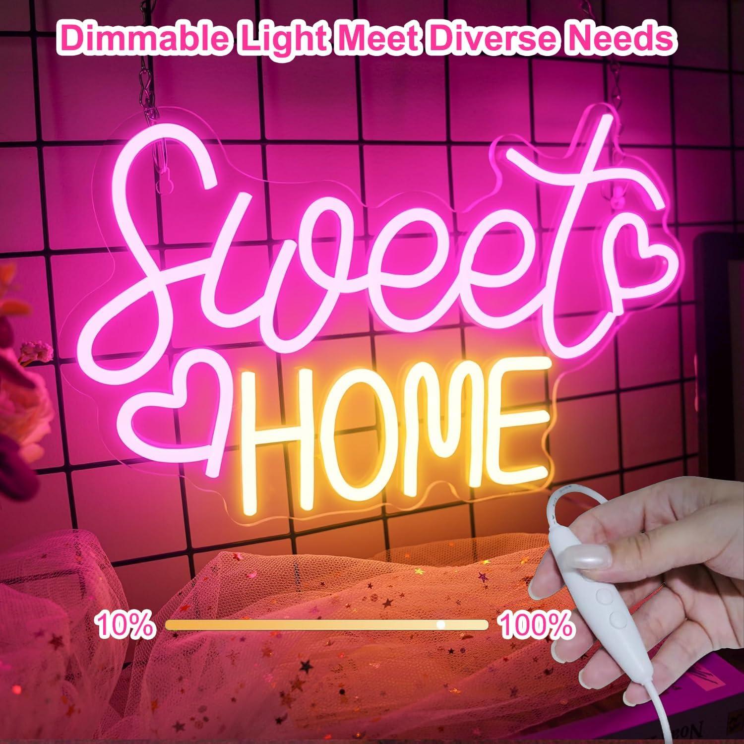 Letrero de Neón Dulce Hogar YSMNDE 39.9x24.9 cm USB