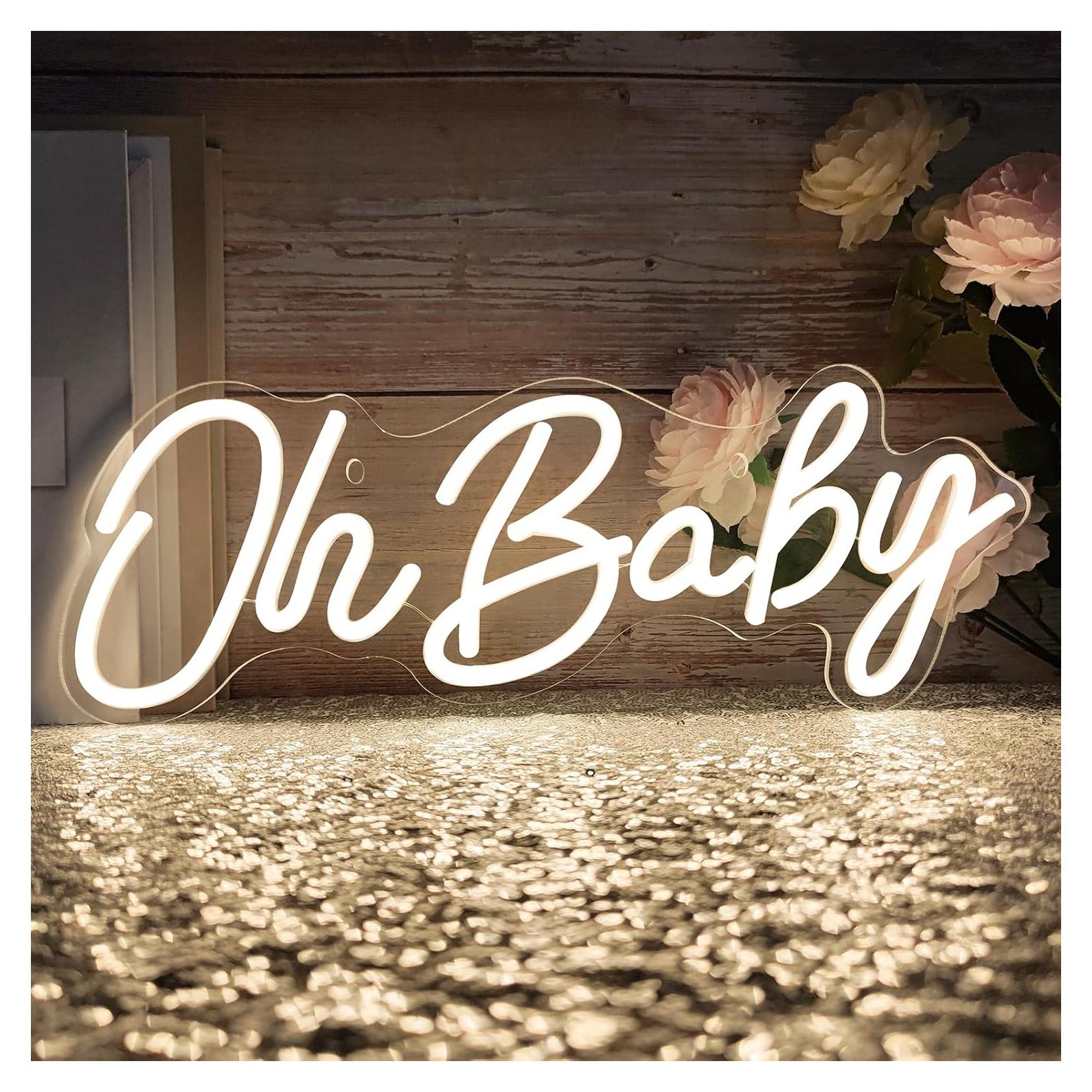 Luz de Neón LED Oh Baby para Decoración de Pared 38x15cm