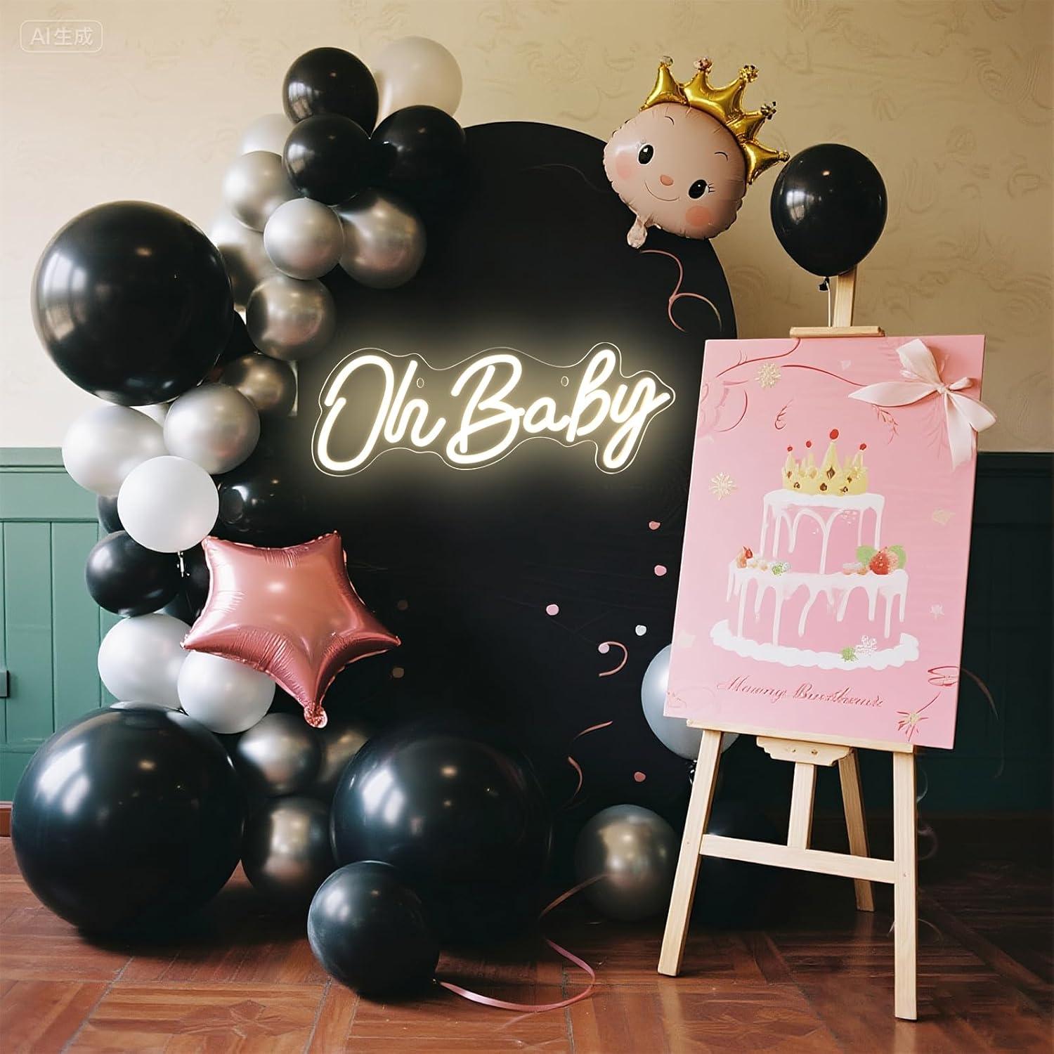 Luz de Neón LED Oh Baby para Decoración de Pared 38x15cm