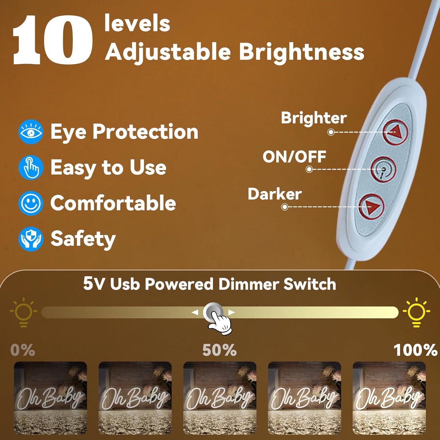 Luz de Neón LED Oh Baby para Decoración de Pared 38x15cm