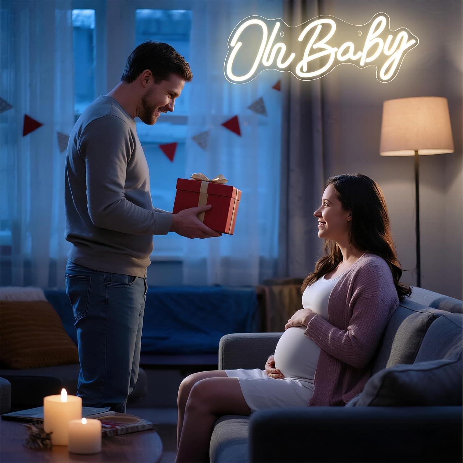 Luz de Neón LED Oh Baby para Decoración de Pared 38x15cm