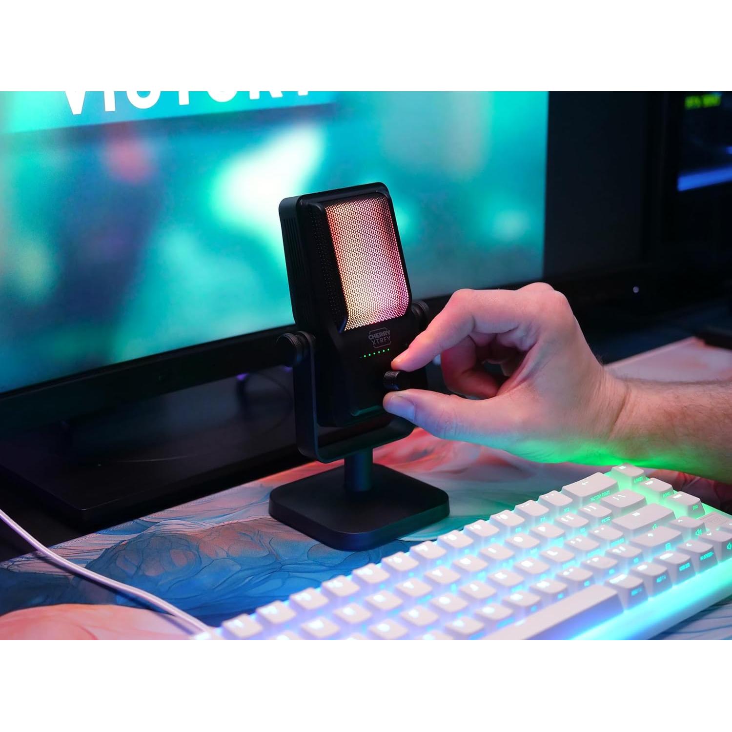 Micrófono USB Ngale R Cherry para Grabaciones y Streaming RGB