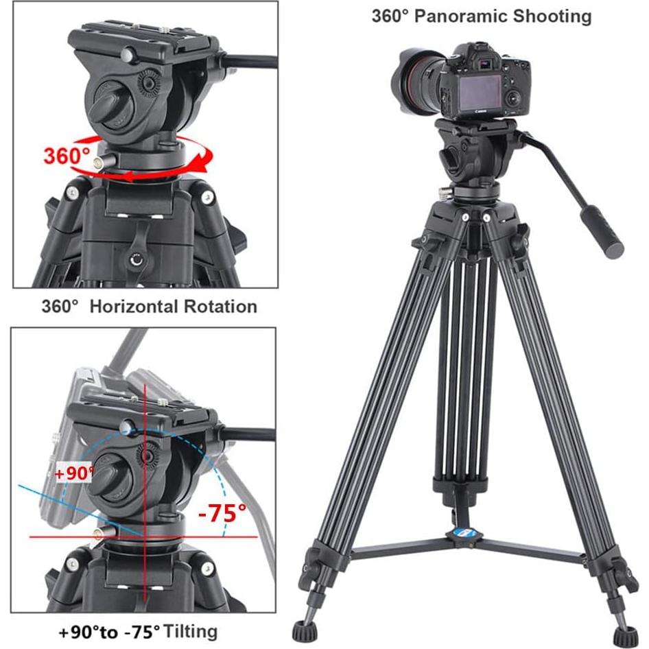 Trípode de Video Profesional YUSEN K9 158CM Aluminio Ajustable