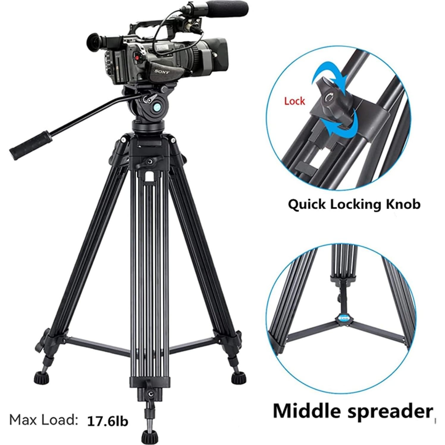 Trípode de Video Profesional YUSEN K9 158CM Aluminio Ajustable