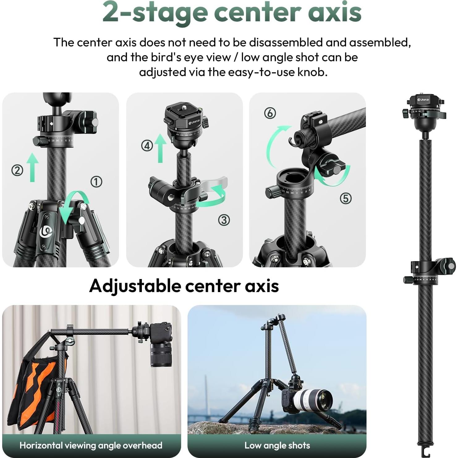 Trípode de Fibra de Carbono ULANZI JJ05 183.9 cm 18 kg
