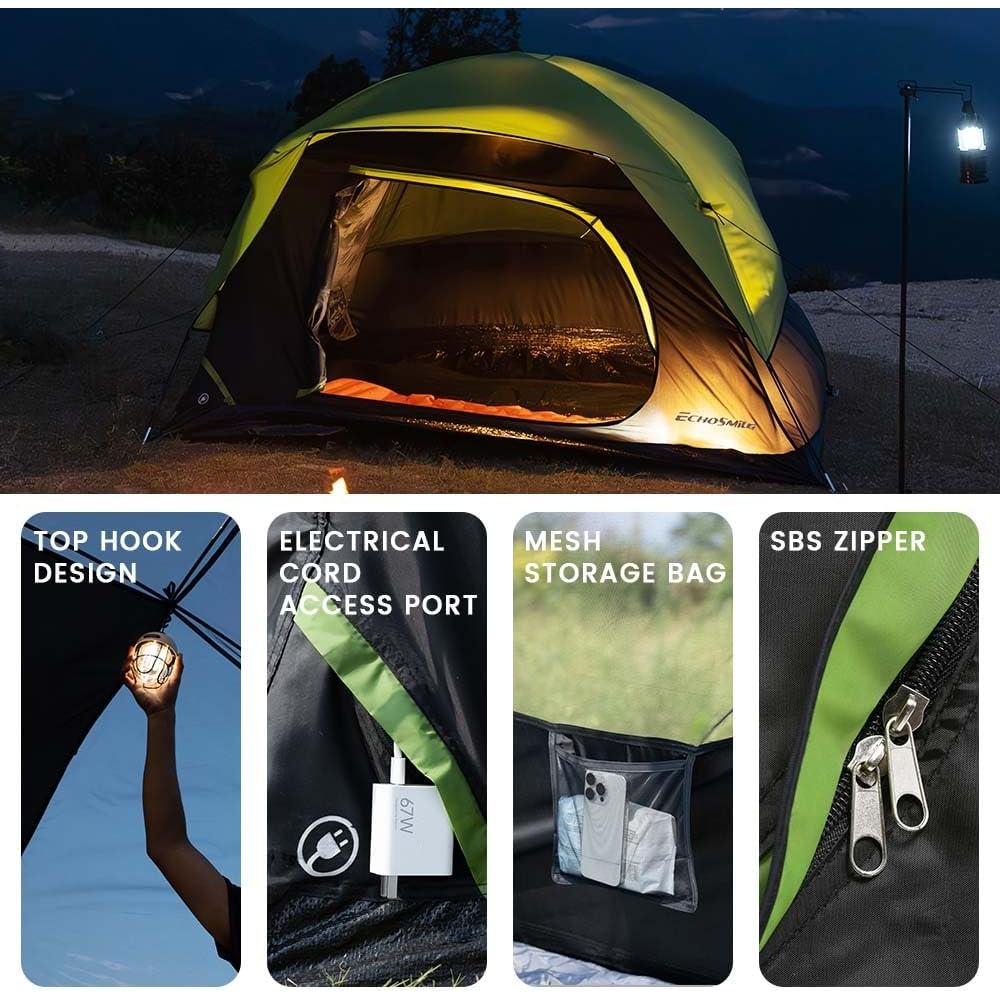 Carpa de Camping EchoSmile para 2 Personas, Impermeable y Ligera