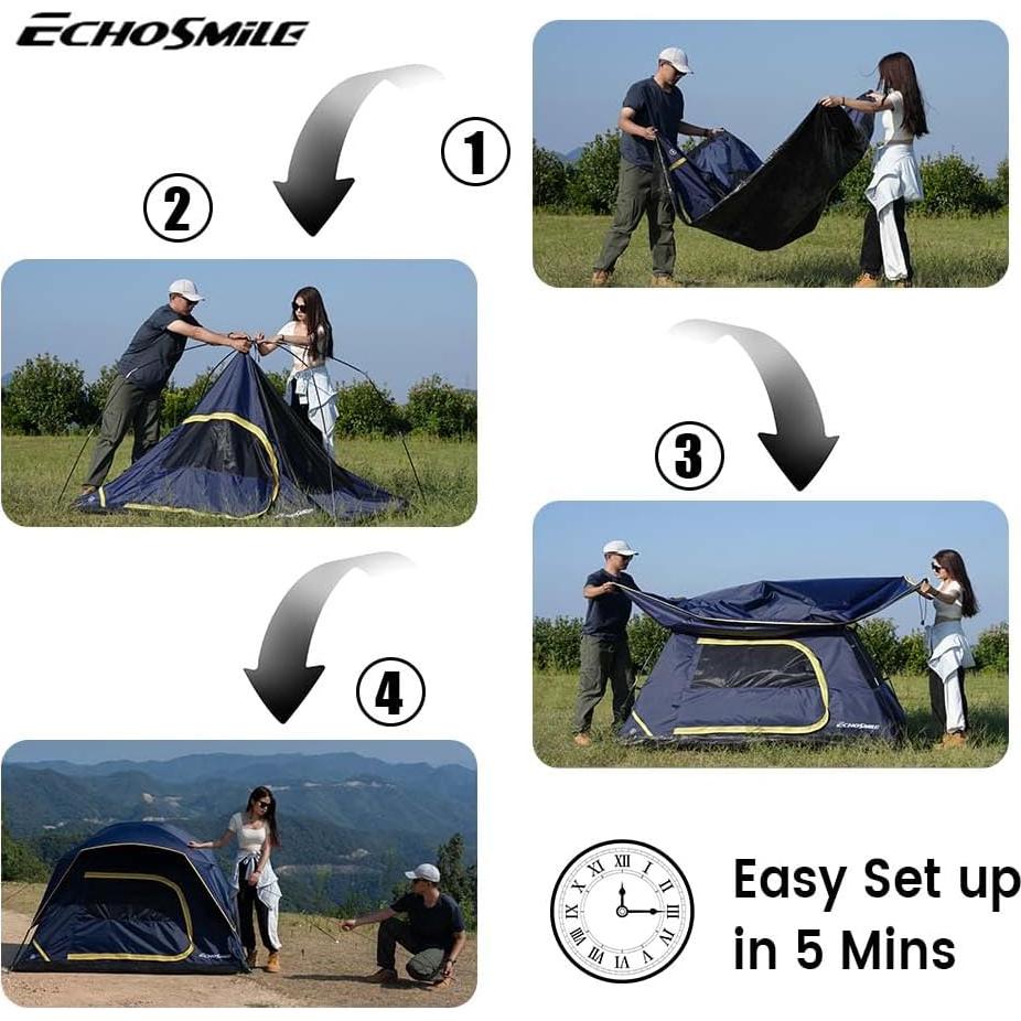 Carpa de Camping EchoSmile para 2 Personas, Impermeable y Ligera